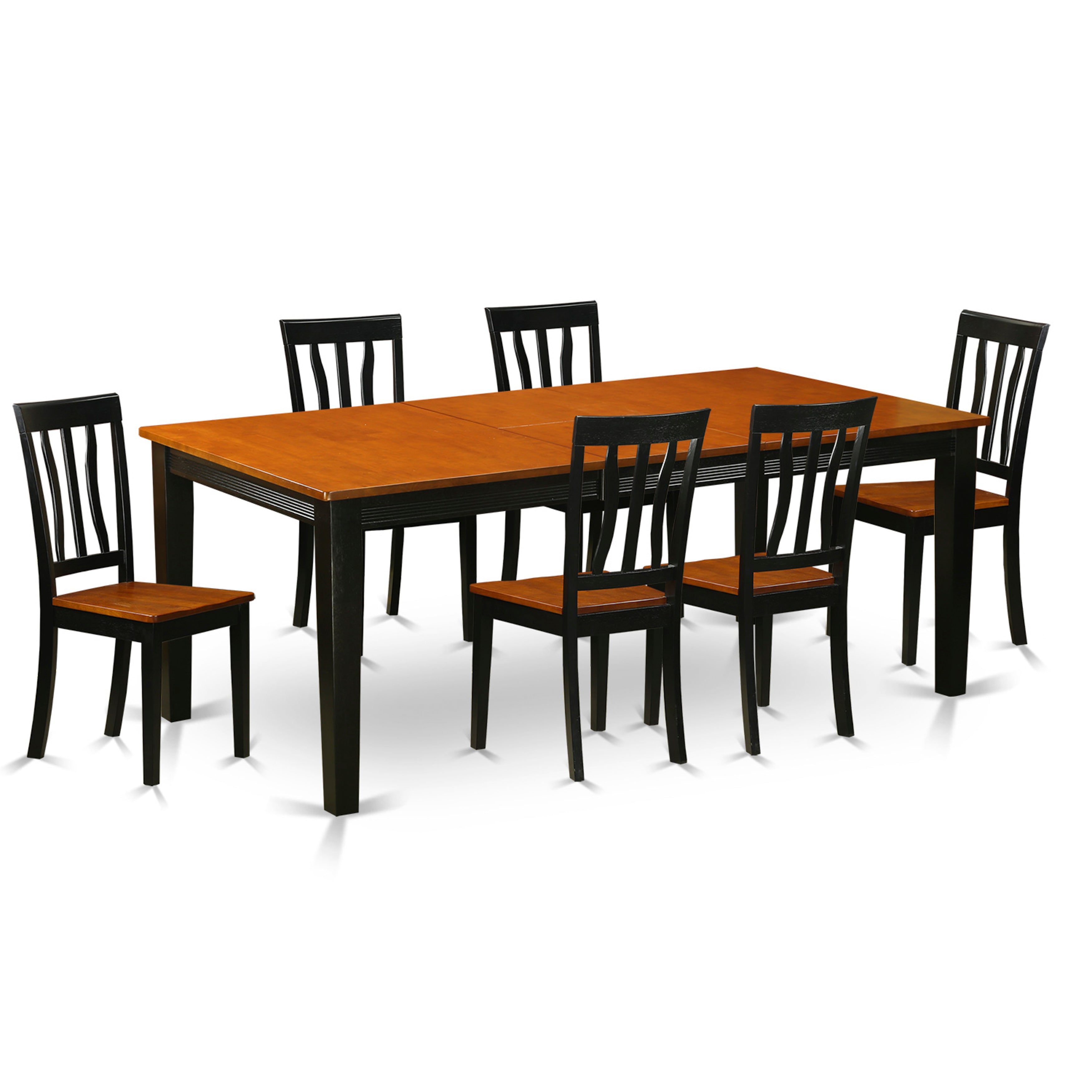 QUAN7-BCH-W 7 PC Dining set-Dining Table with 6 Wooden Dining Chairs