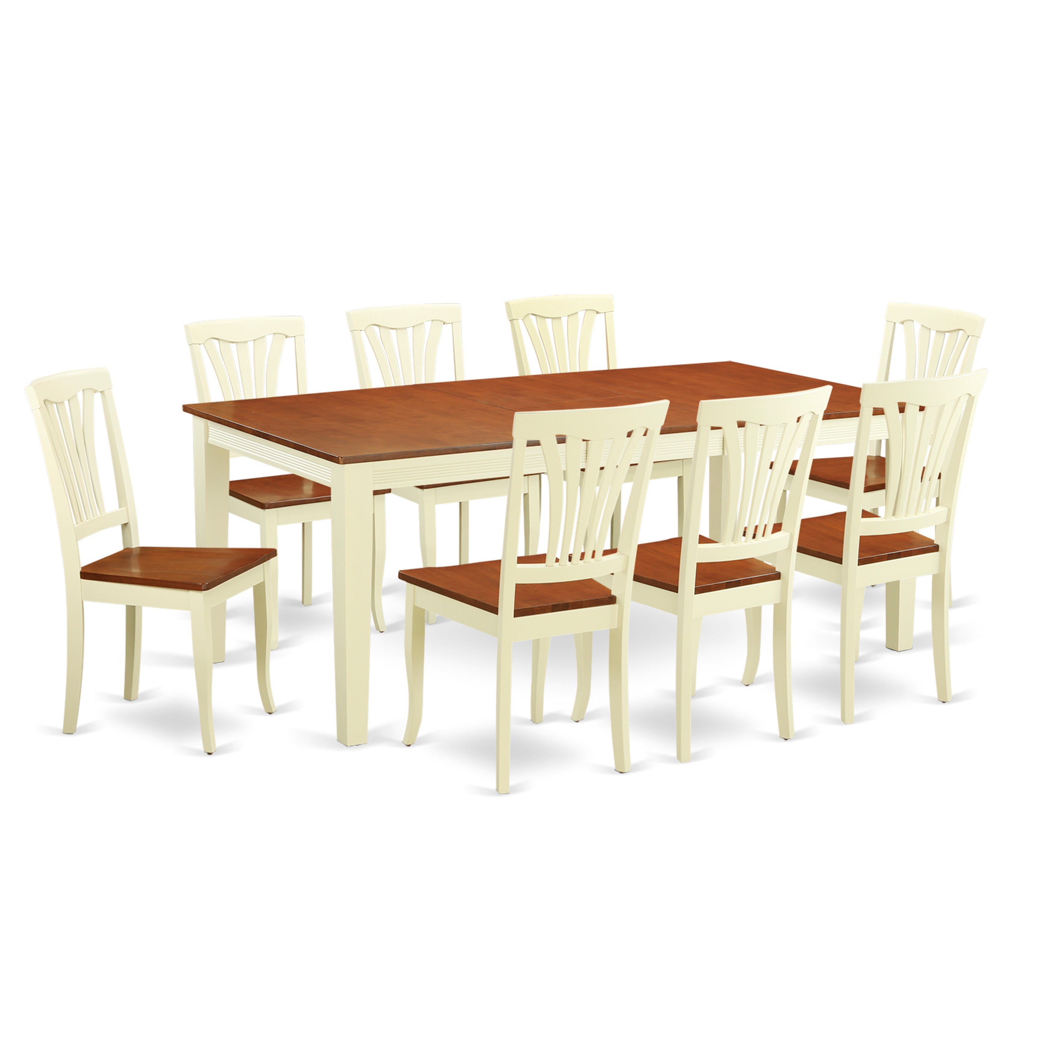 QUAV9-WHI-W 9 PC dinette set for 8- Dining Table and 8 Dining Chairs