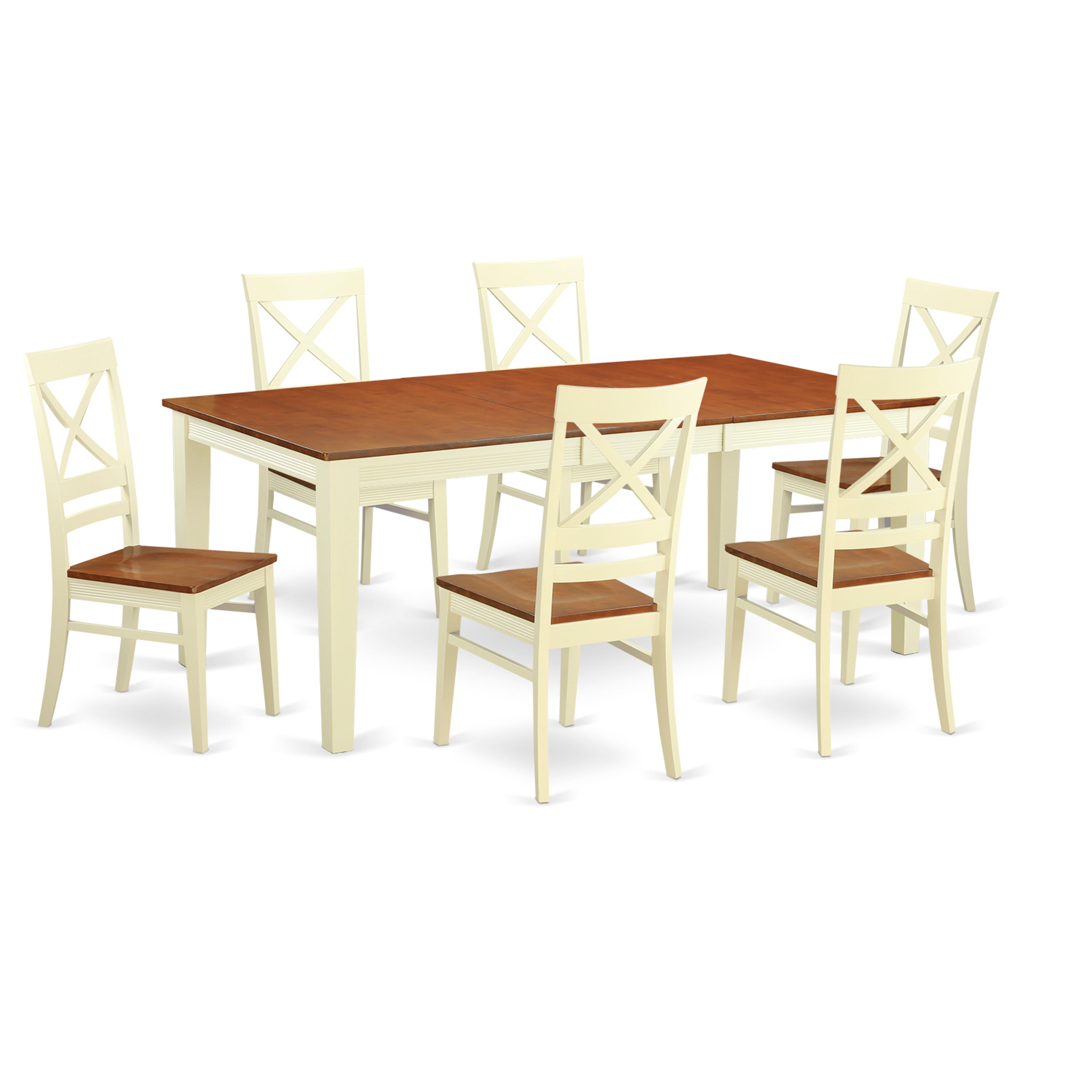 QUIN7-WHI-W 7 Pc formal Dining room set-Dining Table and 6 Dining Chairs