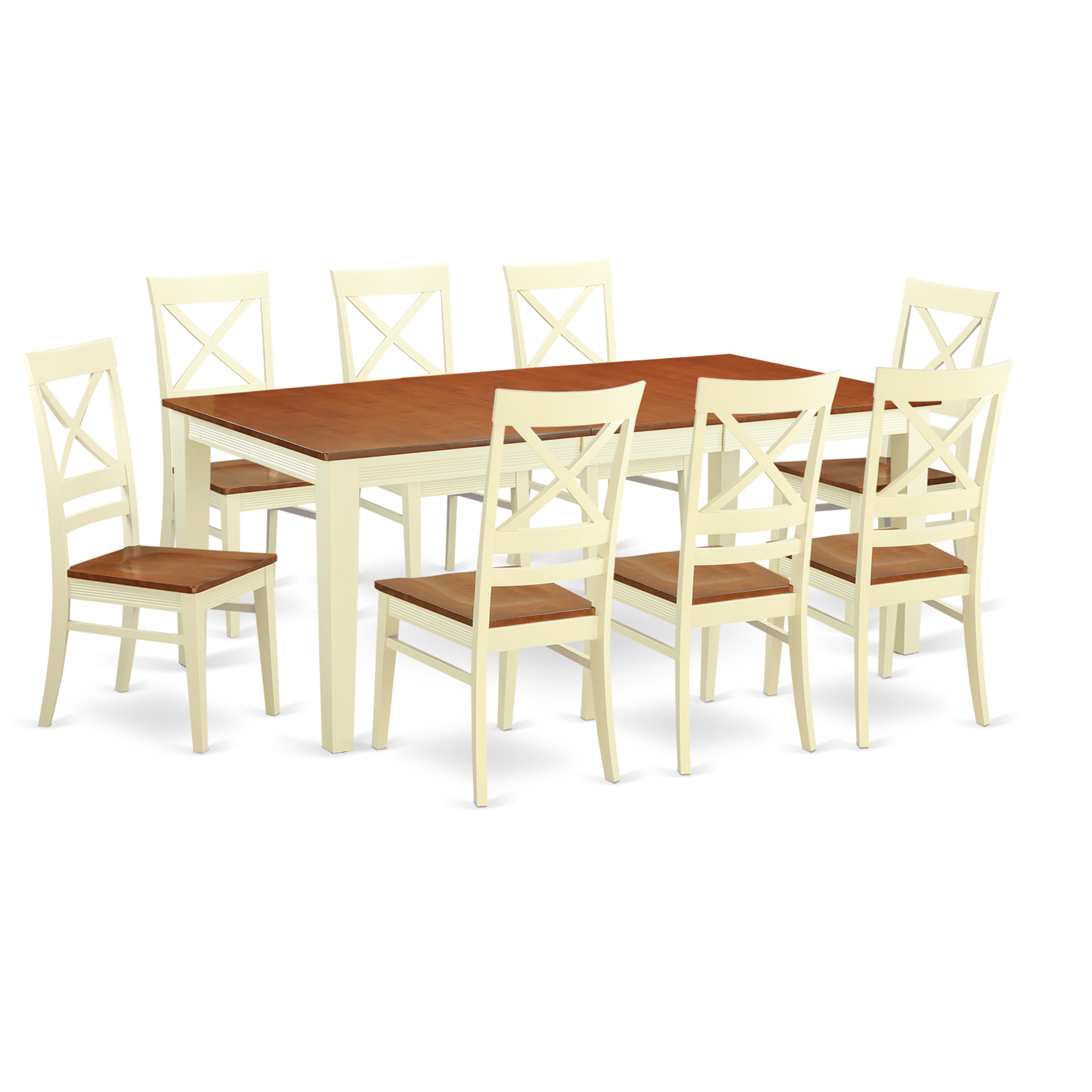 QUin9-WHI-W 9 Pc Dining room set-Table and 8 Kitchen Chairs
