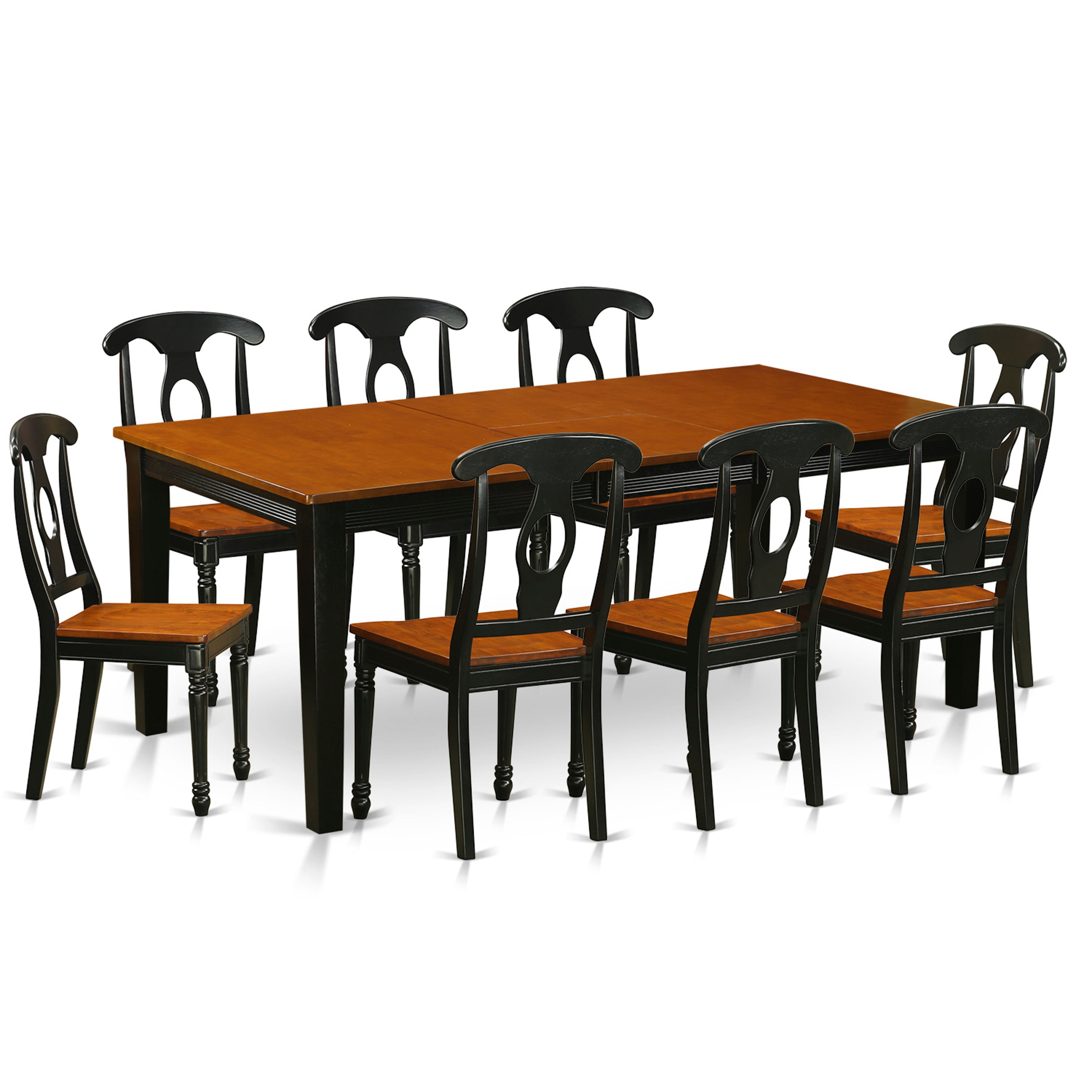 QUKE9-BCH-W 9 PC Dining room set-Dining Table with 8 Wooden Dining Chairs