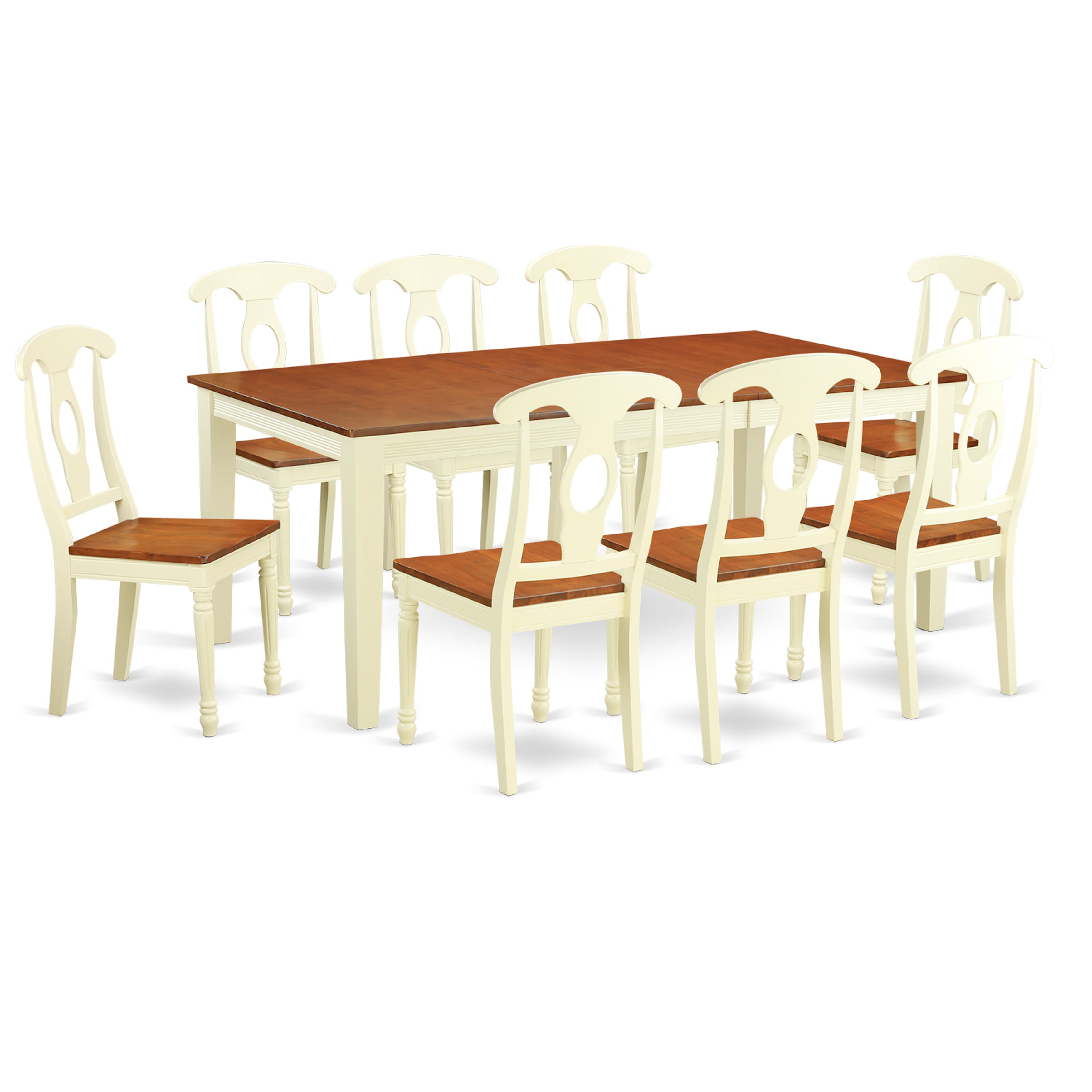 QUKE9-WHI-W 9 Pc Table set -Dinette Table and 8 Dining Chairs