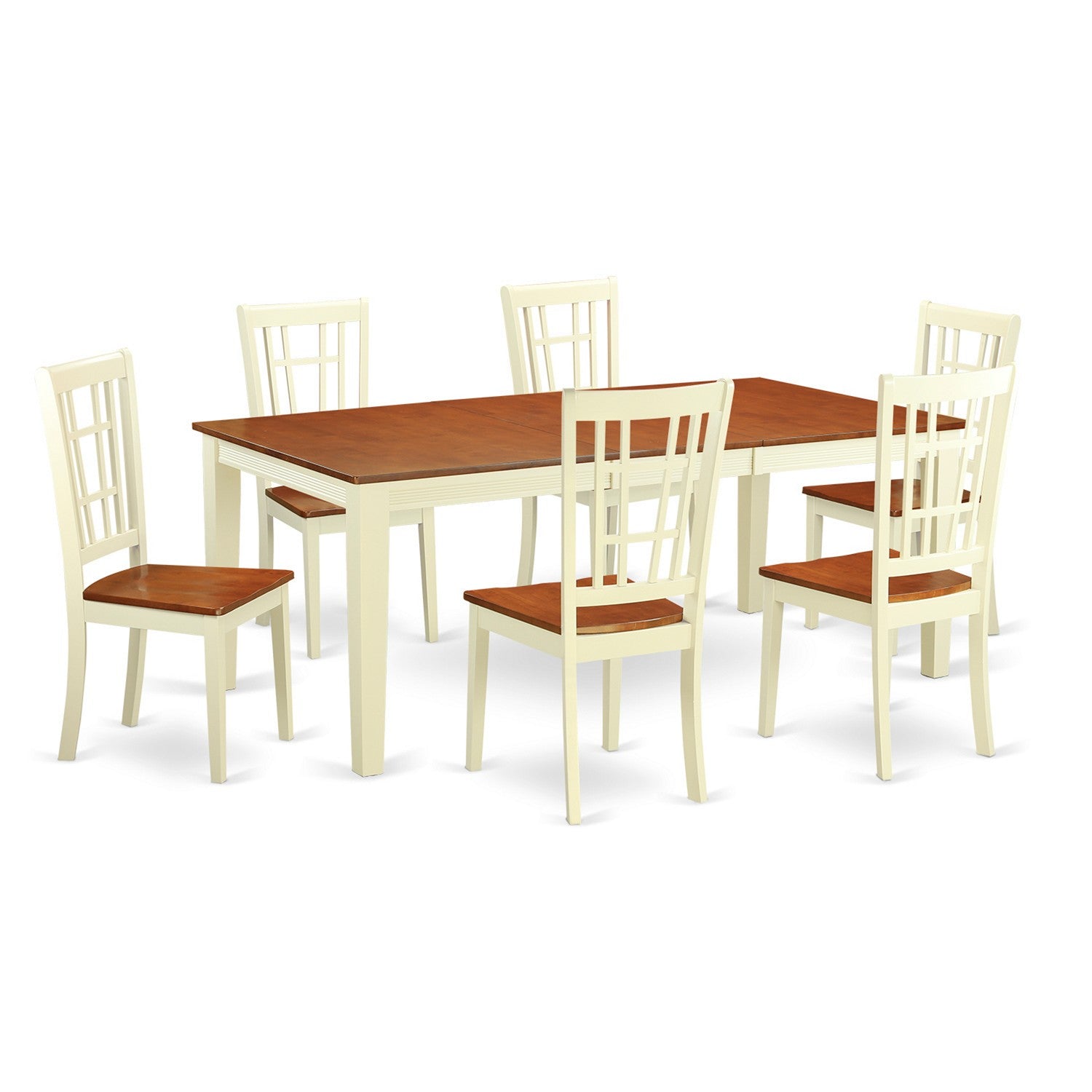 QUNI7-WHI-W 7 Pc dinette Table set for 6-Kitchen Table and 6 Kitchen Dining Chairs