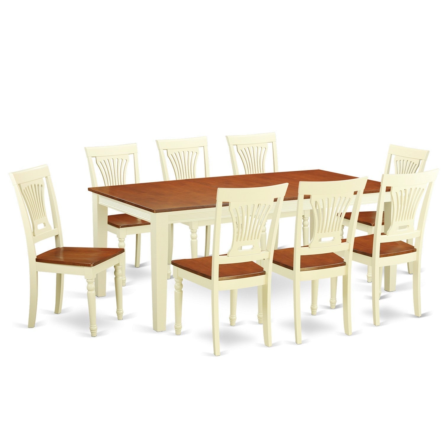 QUPL9-WHI-W 9 Pc Dining room set -Dining Table and 8 Dining Chairs