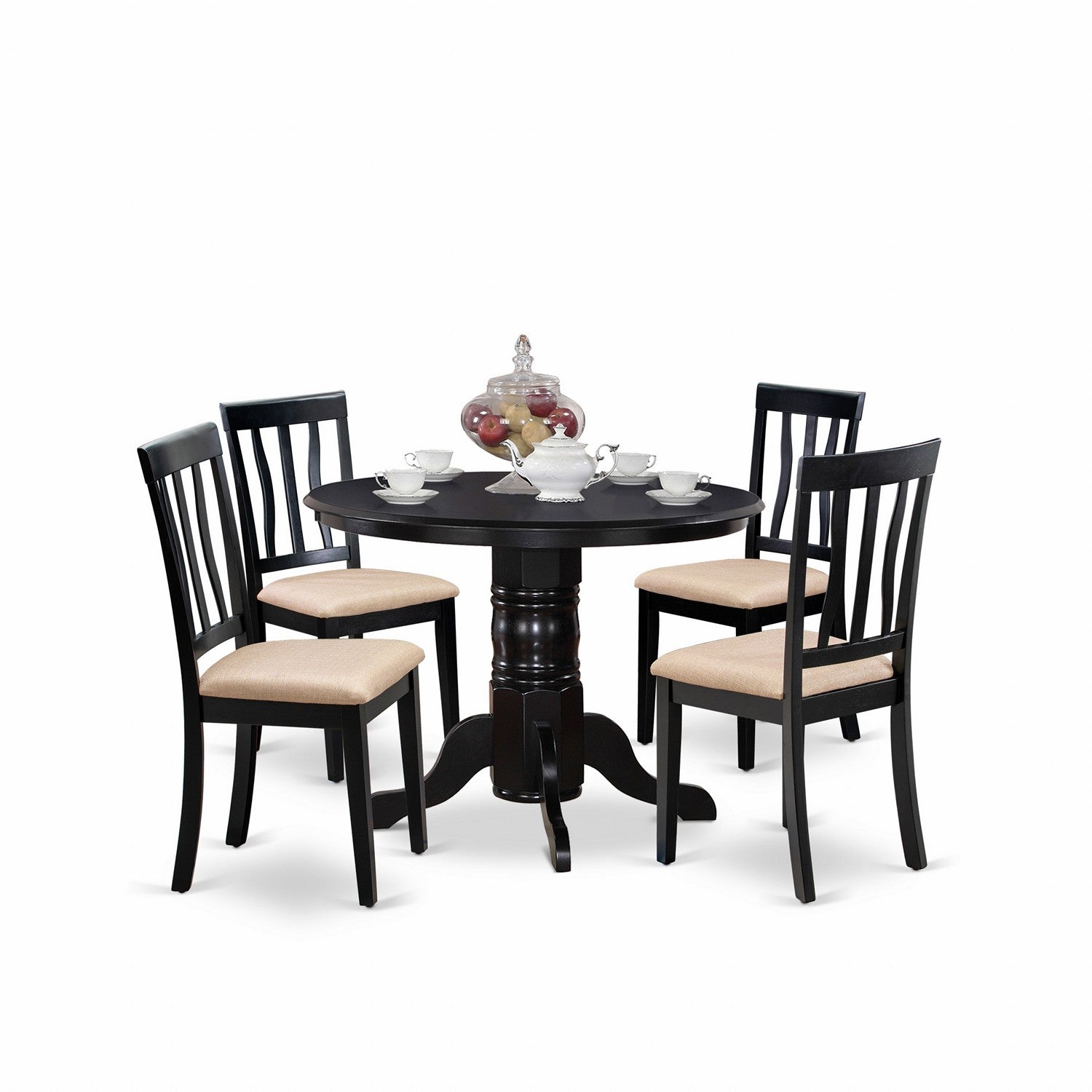 SHAN5-BLK-C 5 Pc Dining room set- Dinette Table and 4 Kitchen Dining Chairs