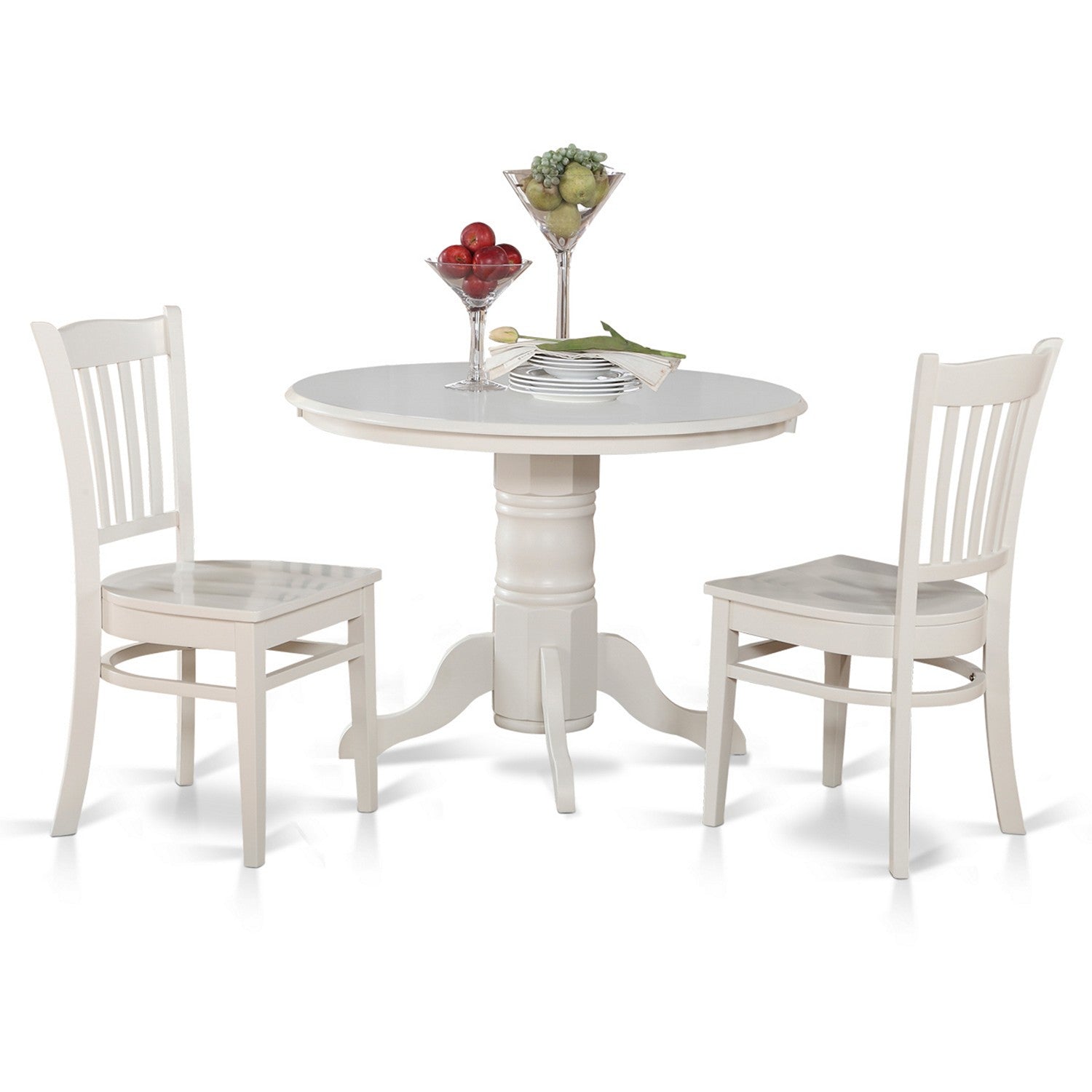 SHGR3-WHI-W 3 PC Kitchen nook Dining set-Round Table and 2 dinette Chairs