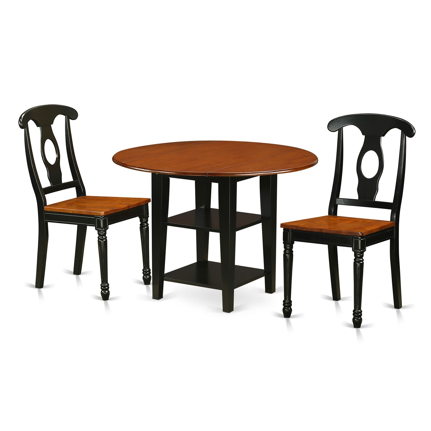 SUKE3-BCH-W 3 Piece Sudbury Set With One Round Dinette Table And two Dinette Chairs With Wood Seat In A Beautiful Linen White Finish.