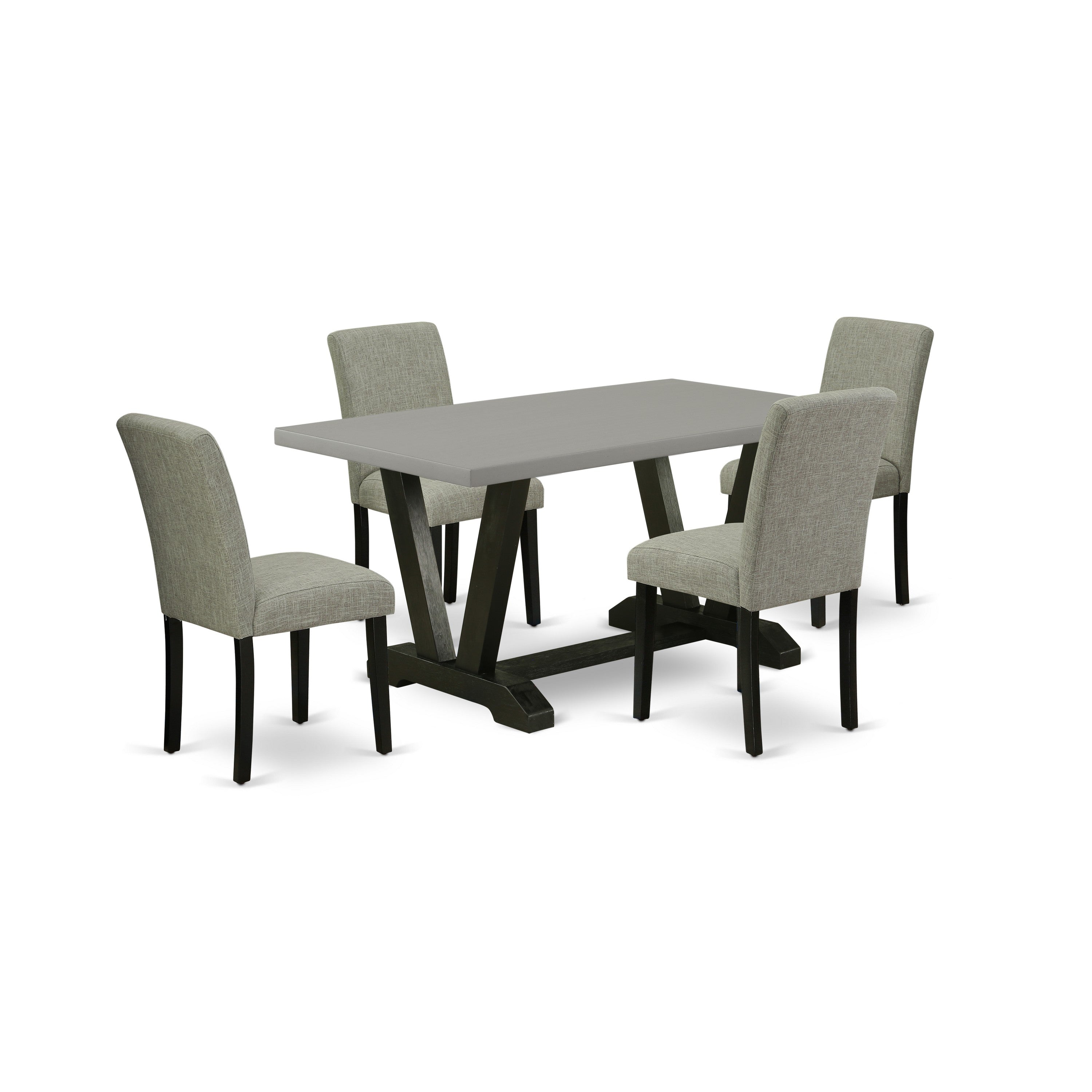 EAST WEST FURNITURE - V696AB106-5 - 5-Pc Dinette Set - 4 Kitchen Chairs and 1 Modern Kitchen Dining Table - linen white Finish