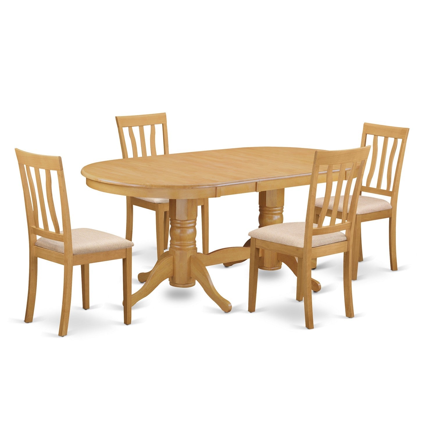 Juego de mesa de comedor de 5 piezas East West Furniture VAAN5-OAK-C para 4 personas. Incluye una mesa de cocina ovalada con diseño de hojas de mariposa y 4 sillas de comedor de cocina de tela de lino.
