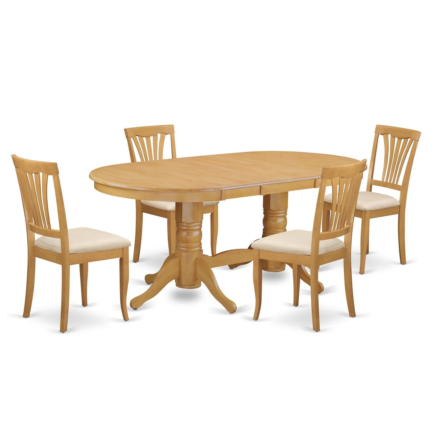 VAAV5-OAK-C 5 PC Dining room set for 4-Oval Table with Leaf and 4 Chairs for Dining