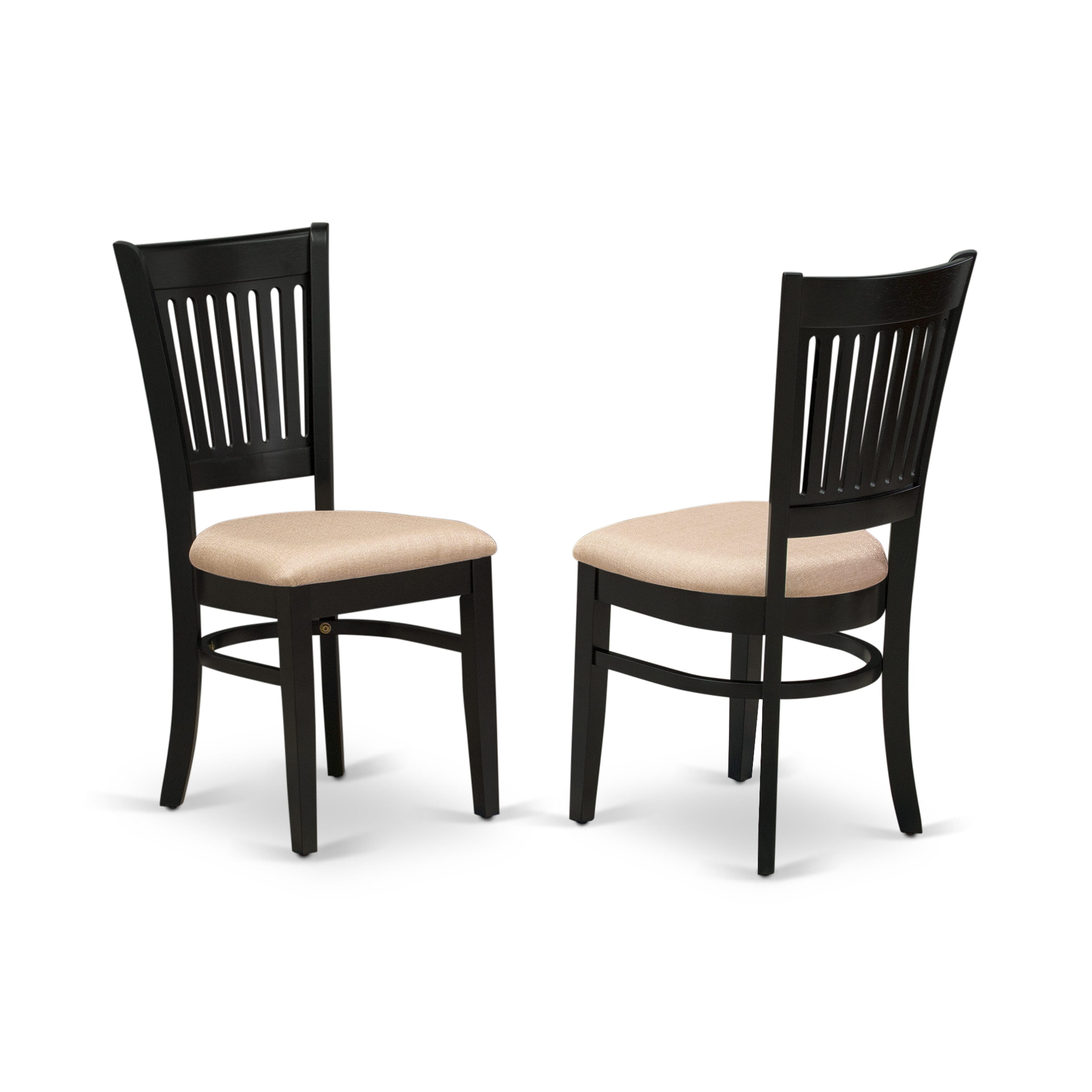 East West Furniture AMVA5-BCH-C 5-Piece Modern Dining Table Set Consists of a Dinner Table and 4 Linen Fabric Kitchen Dining Chairs with Slatted Back - Black Finish