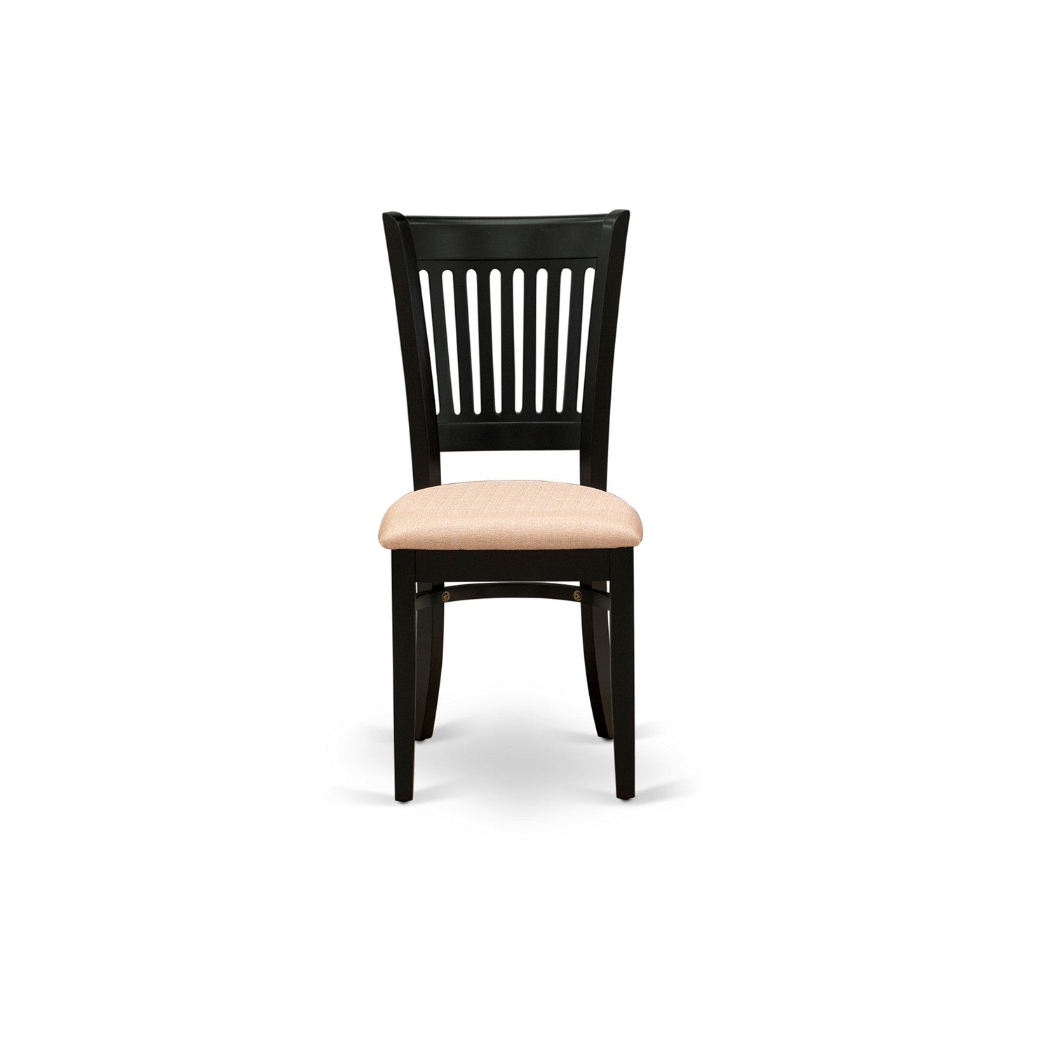 East West Furniture NOVA3-BLK-C 3-Pc Mid Century Dining Table Set 2 Dining Chairs with Slatted Back and a Linen Fabric Seat and Butterfly Leaf Dining Room Table with Rectangular Top and 4 Legs- Black Finish