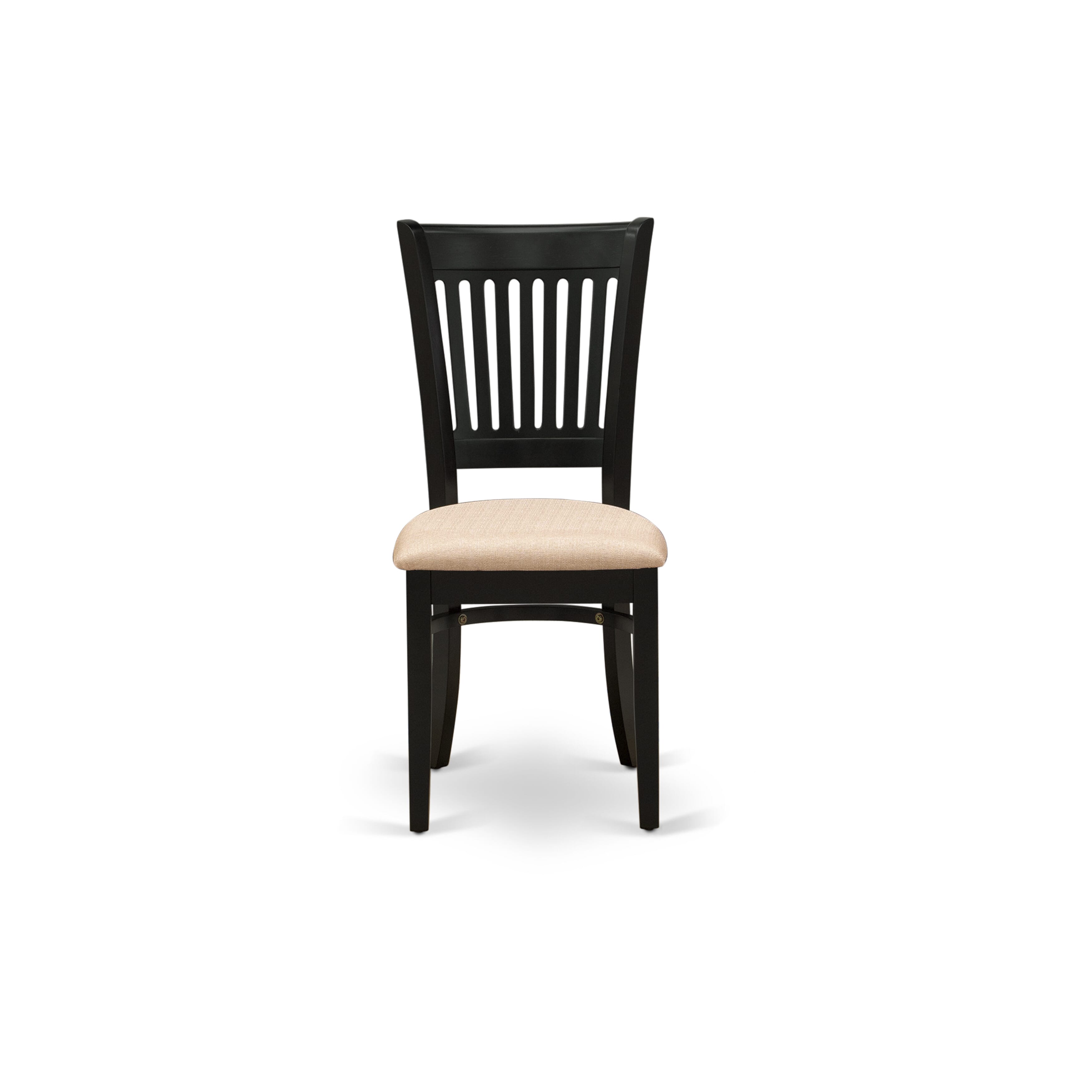 East West Furniture AMVA3-BCH-C 3-Pc Kitchen Dining Table Set Consists of a Kitchen Table and 2 Linen Fabric Mid Century Chairs with Slatted Back - Black Finish