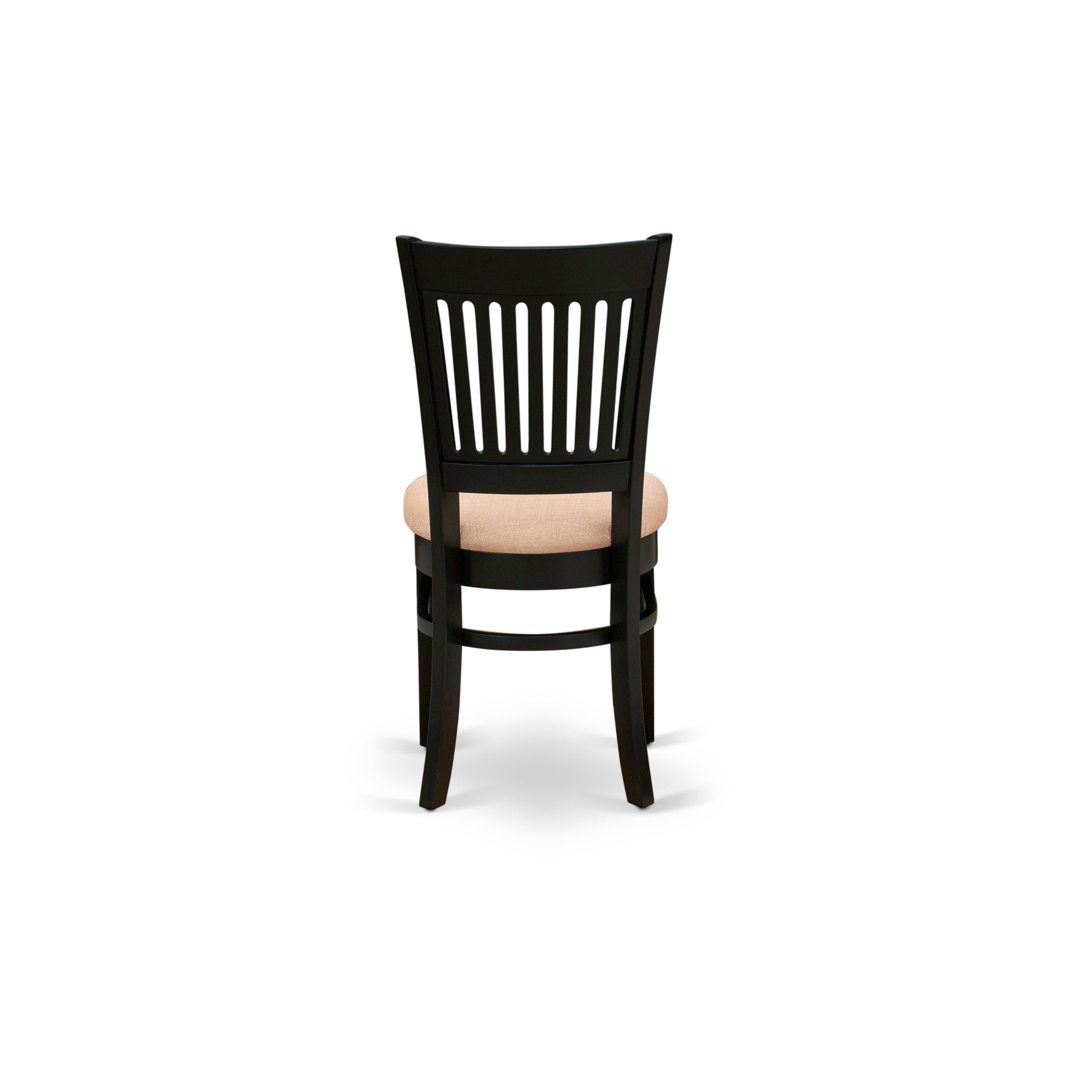 VAC-BLK-C Dining Chairs 2-Piece Set- Linen Fabric Seat and Slatted Back with Black Finish - Set of 2