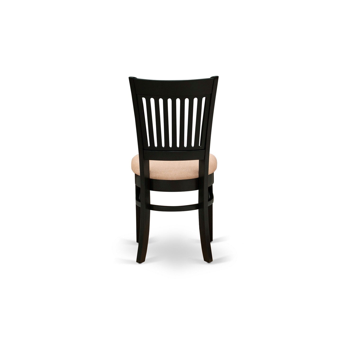 Juego de comedor de 3 piezas East West Furniture AMVA3-BLK-C. Incluye una mesa de comedor redonda con pedestal y 2 sillas tapizadas en tela de lino.