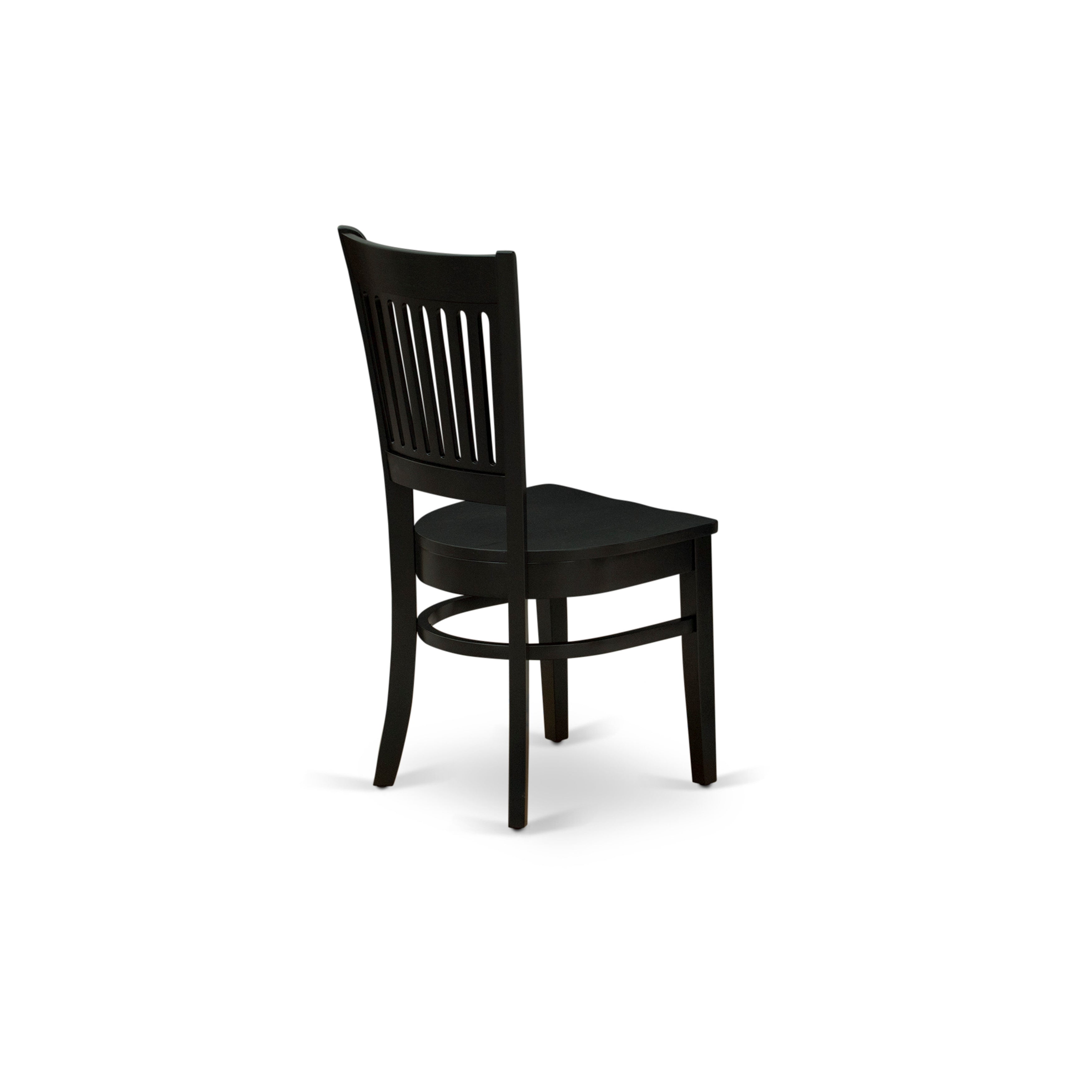 VAC-BLK-W Wooden Dining Chair 2-Piece Set- Wooden Seat and Slatted Back with Black Finish - Set of 2