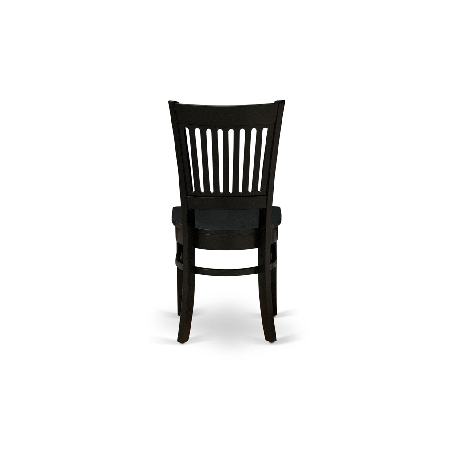 EAST WEST FURNITURE - DMVA5-BLK-W - 5-Piece Kitchen Dining Set- 4 Wooden Chair with Wooden Seat and Slatted Chair Back - Dropleafs Round Dining Table (Black Finish)