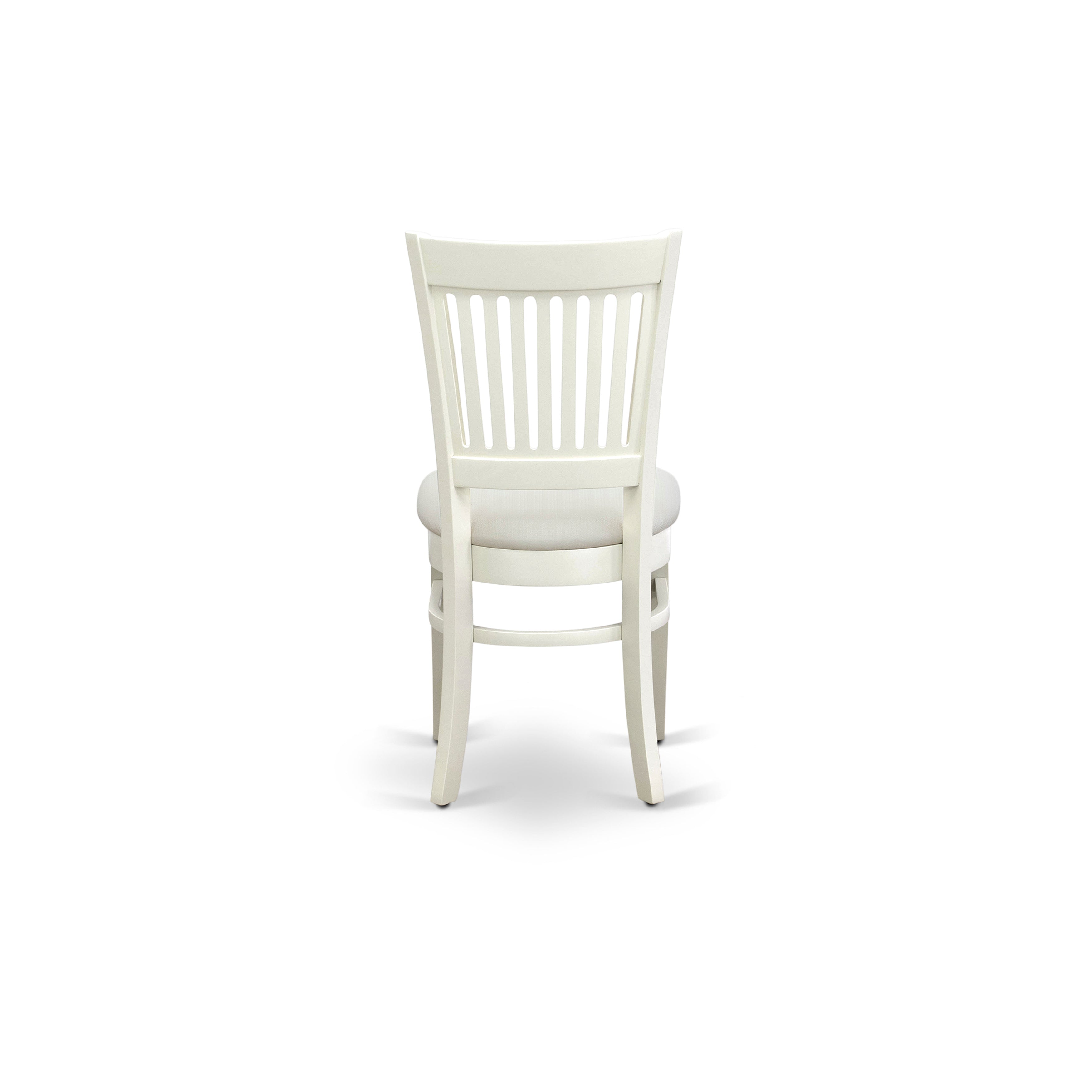 VAC-LWH-C Dining Room Chairs 2-Piece Set- Linen Fabric Seat and Slatted Back with Linen White Finish - Set of 2