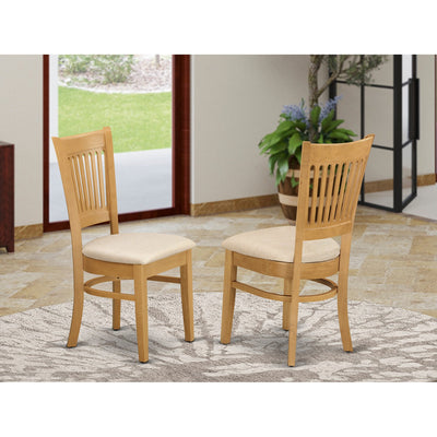 VAC-OAK-C Vancouver Linen Fabric Seat Dining Chairs - Oak Finish - Set of 2