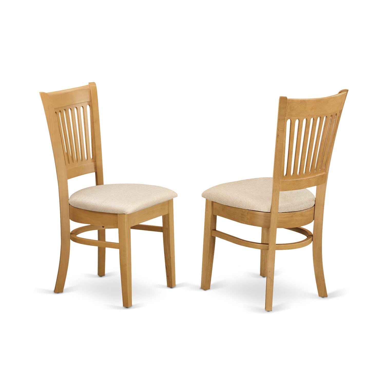 East West Furniture DMVA3-OAK-C 3 Piece Kitchen Dining Table Set - Oak Breakfast Table and 2 Oak Linen Fabric Dining Chairs with Slatted Back - Oak Finish
