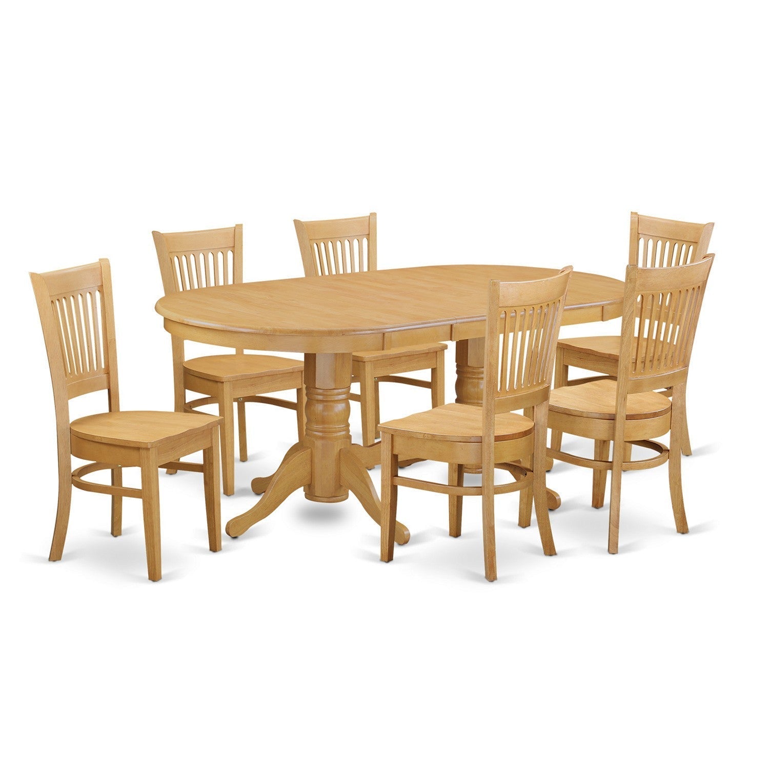 VANC7-OAK-W 7 Pc Dining room set Dining Table with Leaf and 6 Dining Chairs