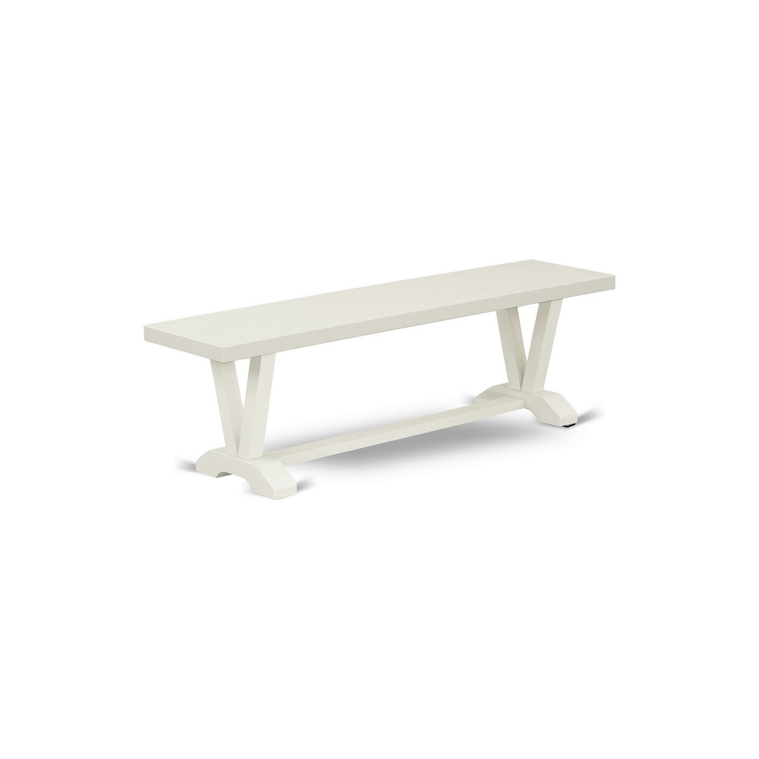 V-Style 15x60 in Dining Bench with Wirebrushed Linen White Leg and Linen White Top finish