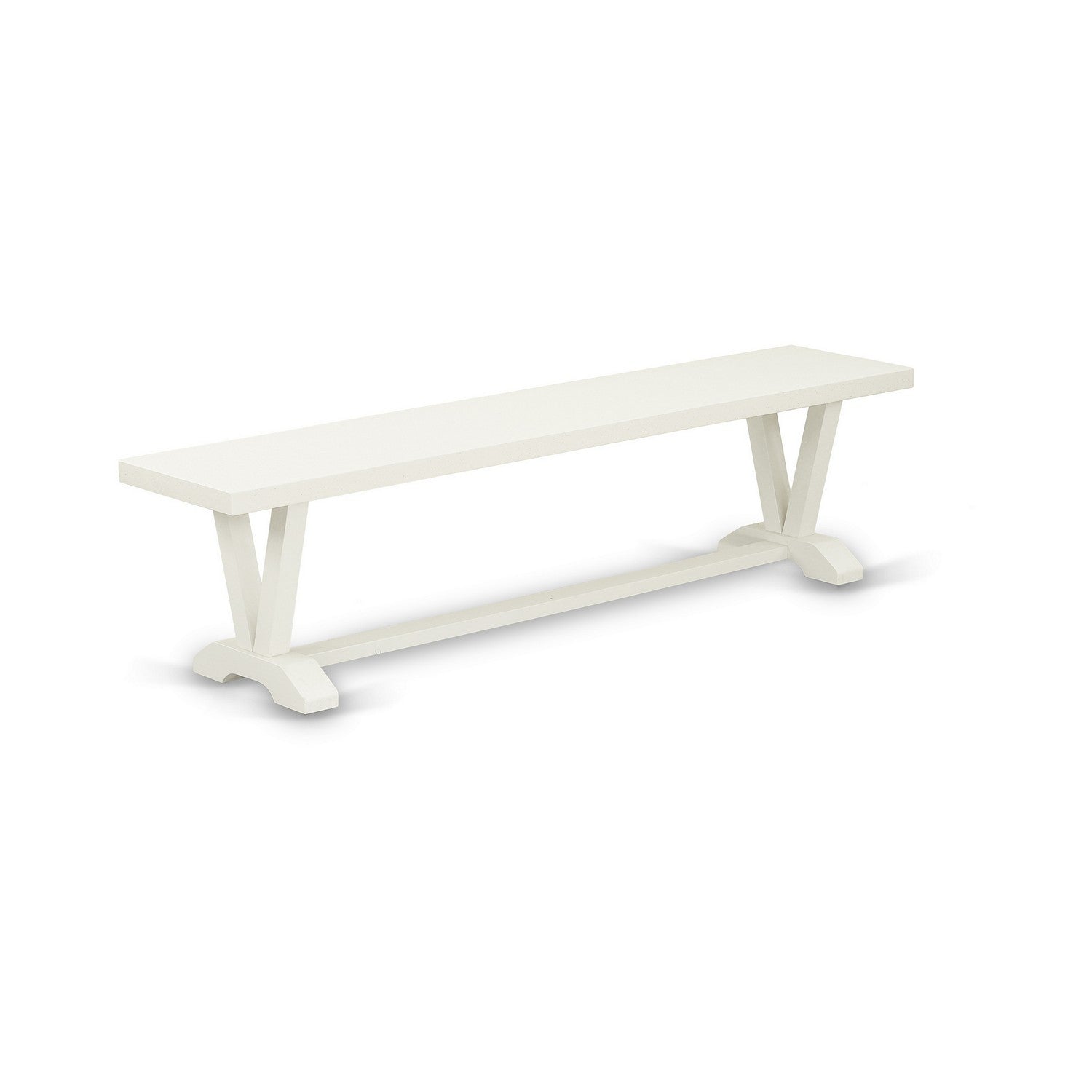 V-Style 15x72 in Dining Bench with Wirebrushed Linen White Leg and Linen White Top finish