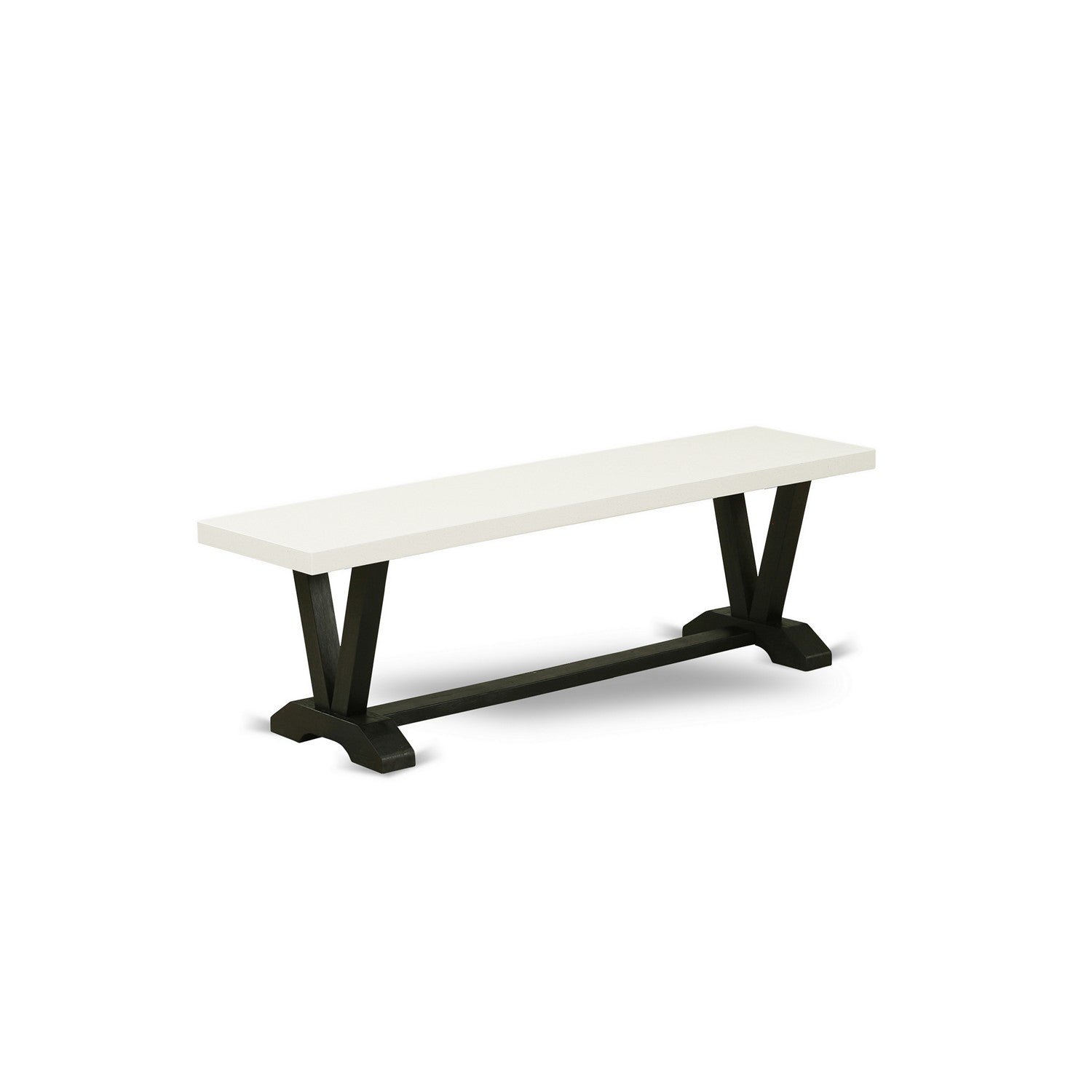 V-Style 15x60 in Dining Bench with Wirebrushed Black Leg and Linen White Top finish