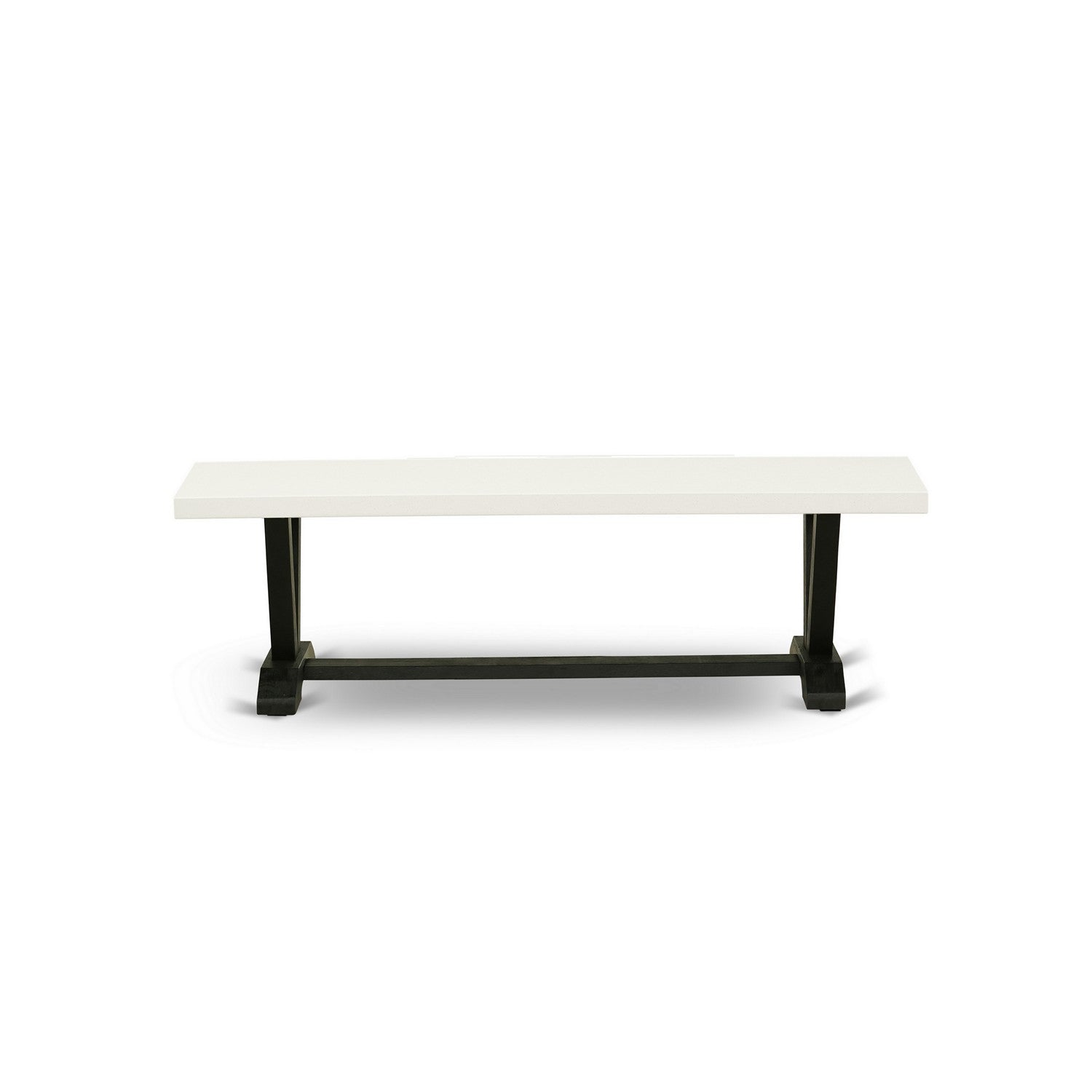 V-Style 15x60 in Dining Bench with Wirebrushed Black Leg and Linen White Top finish
