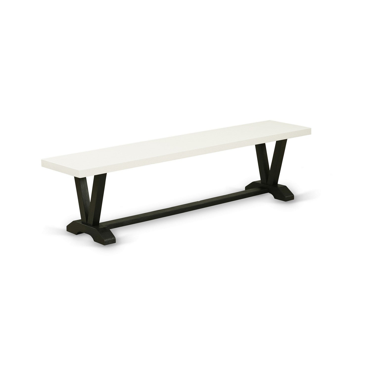 V-Style 15x72 in Dining Bench with Wirebrushed Black Leg and Linen White Top finish