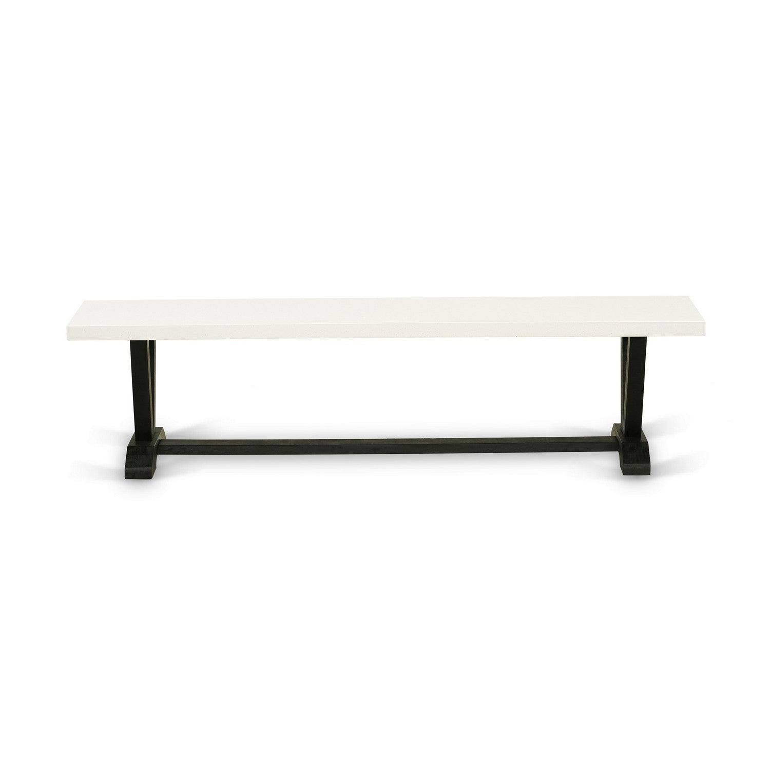V-Style 15x72 in Dining Bench with Wirebrushed Black Leg and Linen White Top finish