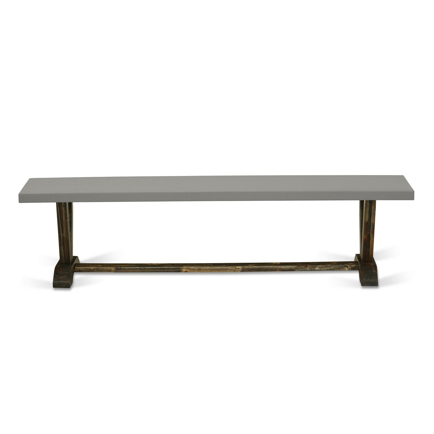 Juego de comedor de 6 piezas East West Furniture V797VE721-6 que incluye una mesa de comedor rectangular con patas en V y 4 sillas Parson de tela de lino de color azul con un banco