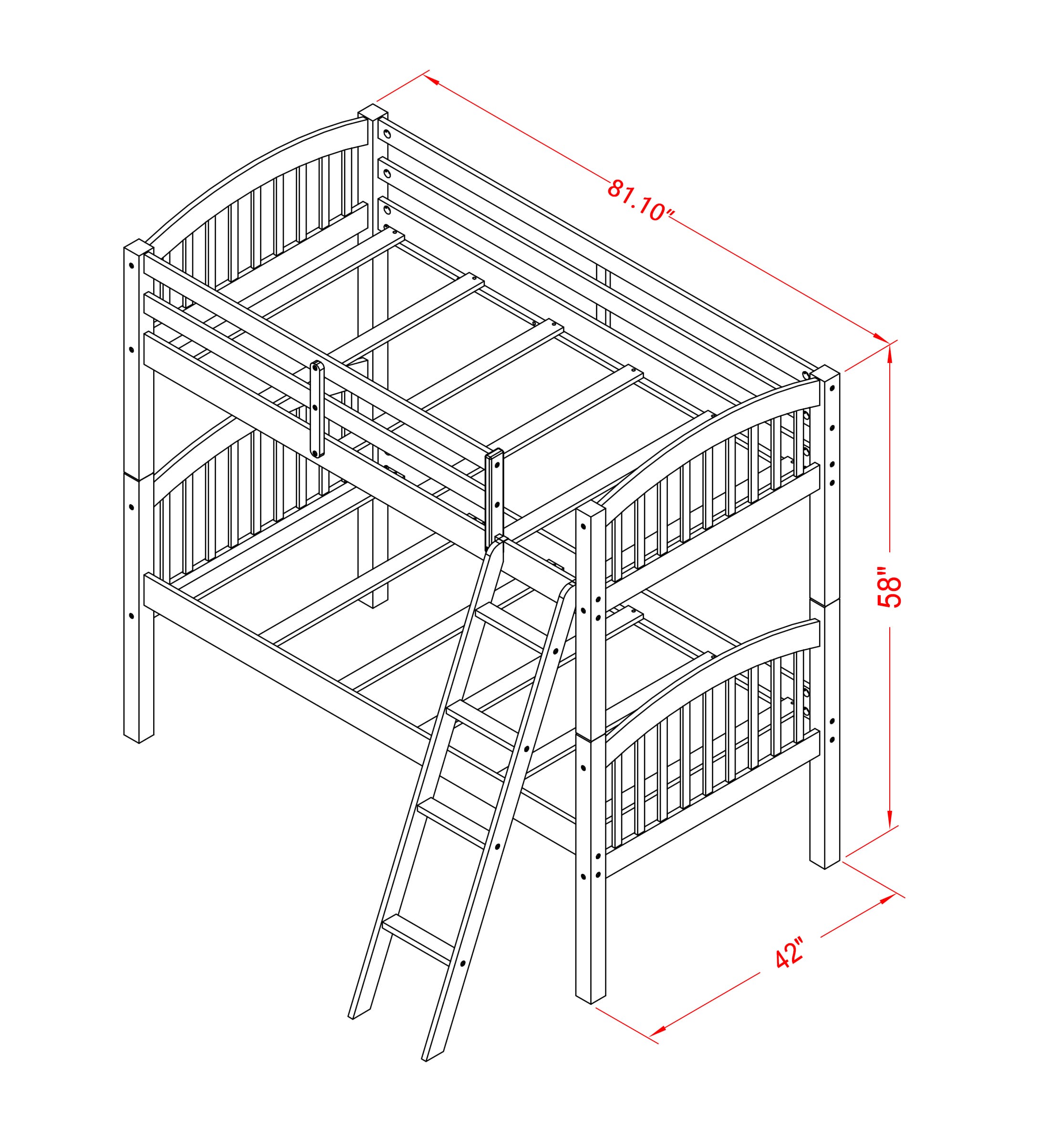 East West Furniture Verona Twin Bunk Bed in White Finish with Convertible Trundle & Drawer