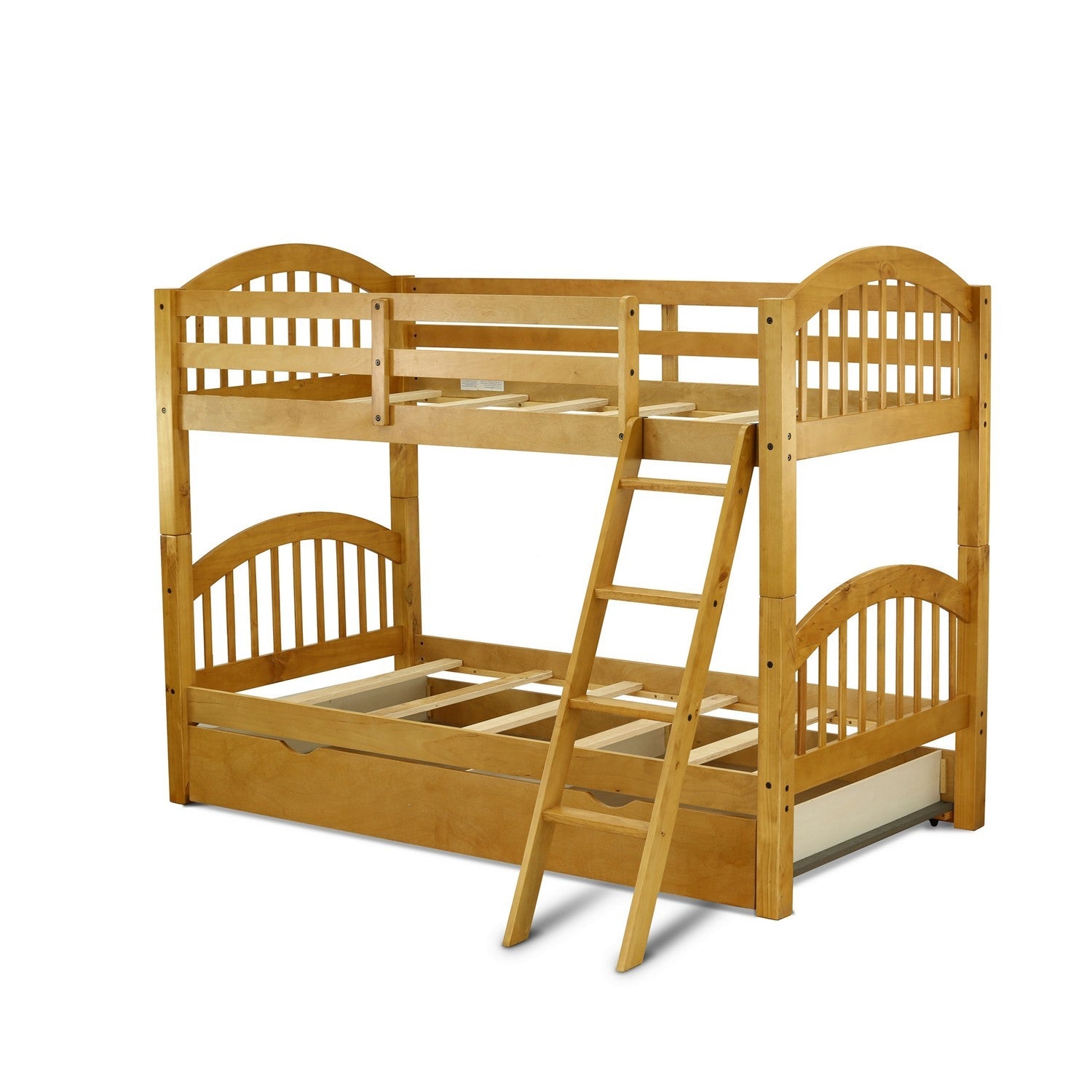 Litera doble Verona de East West Furniture con acabado en roble natural, cama nido convertible y cajón