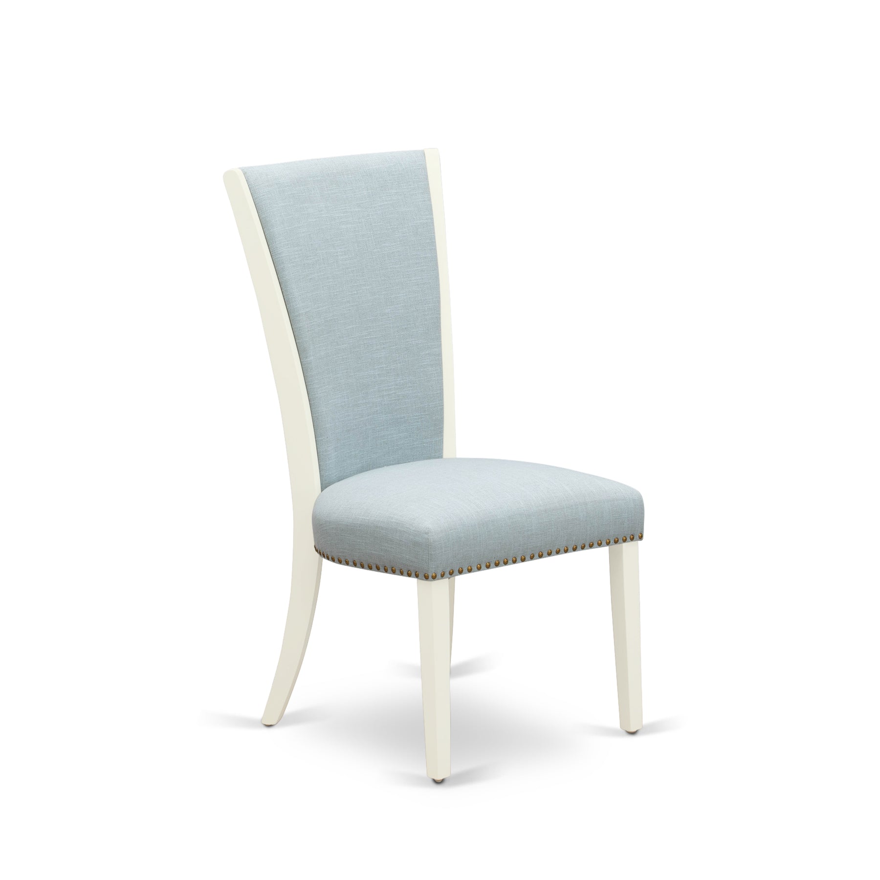 East-West Furniture NFVE3-WHI-15 - A dining room table set of 2 great kitchen dining chairs with Linen Fabric Baby Blue color and a stunning 12" butterfly leaf rectangle kitchen table with Linen White color