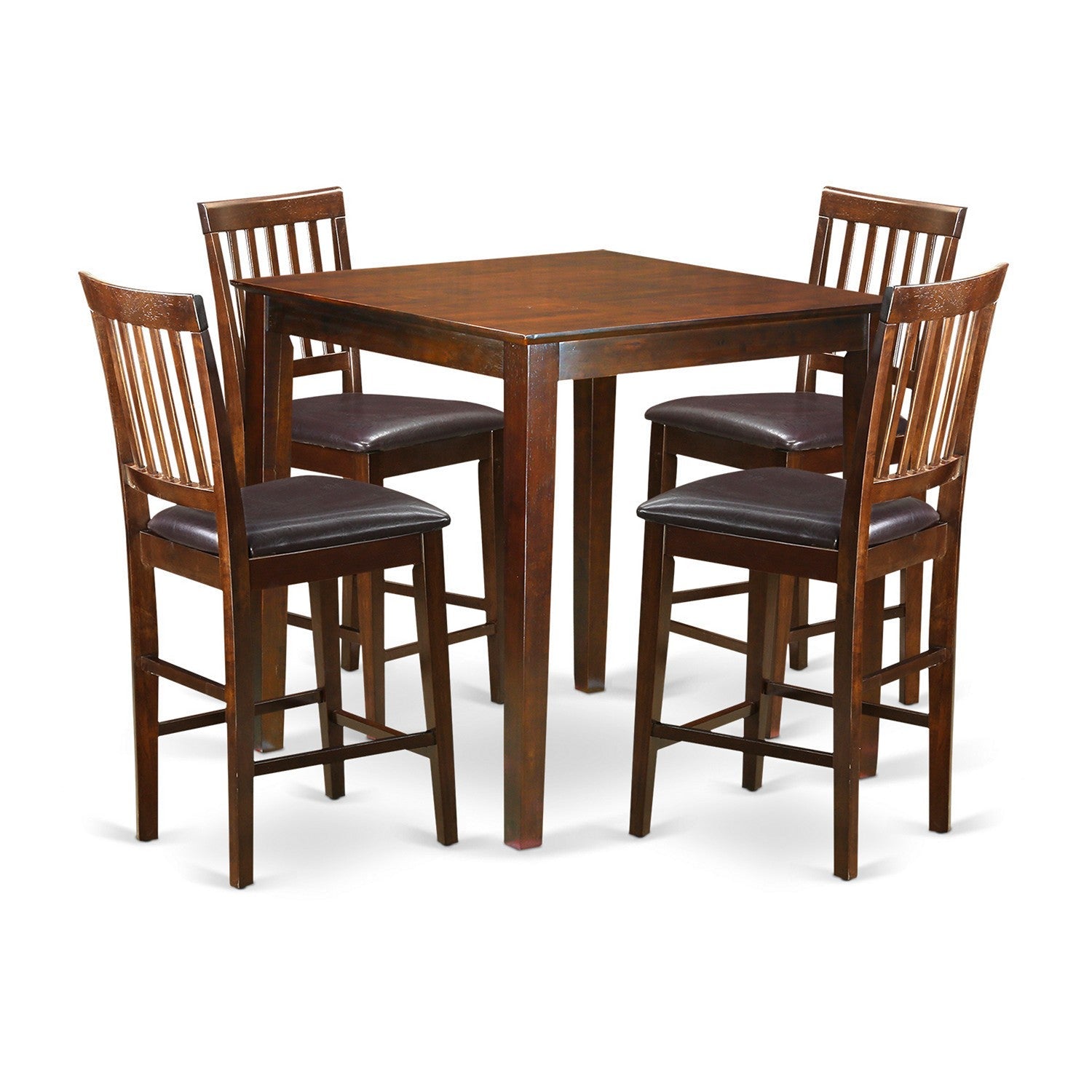 VERN5-MAH-LC 5 Pc Counter height Table-Square gathering Table and 4 Stools