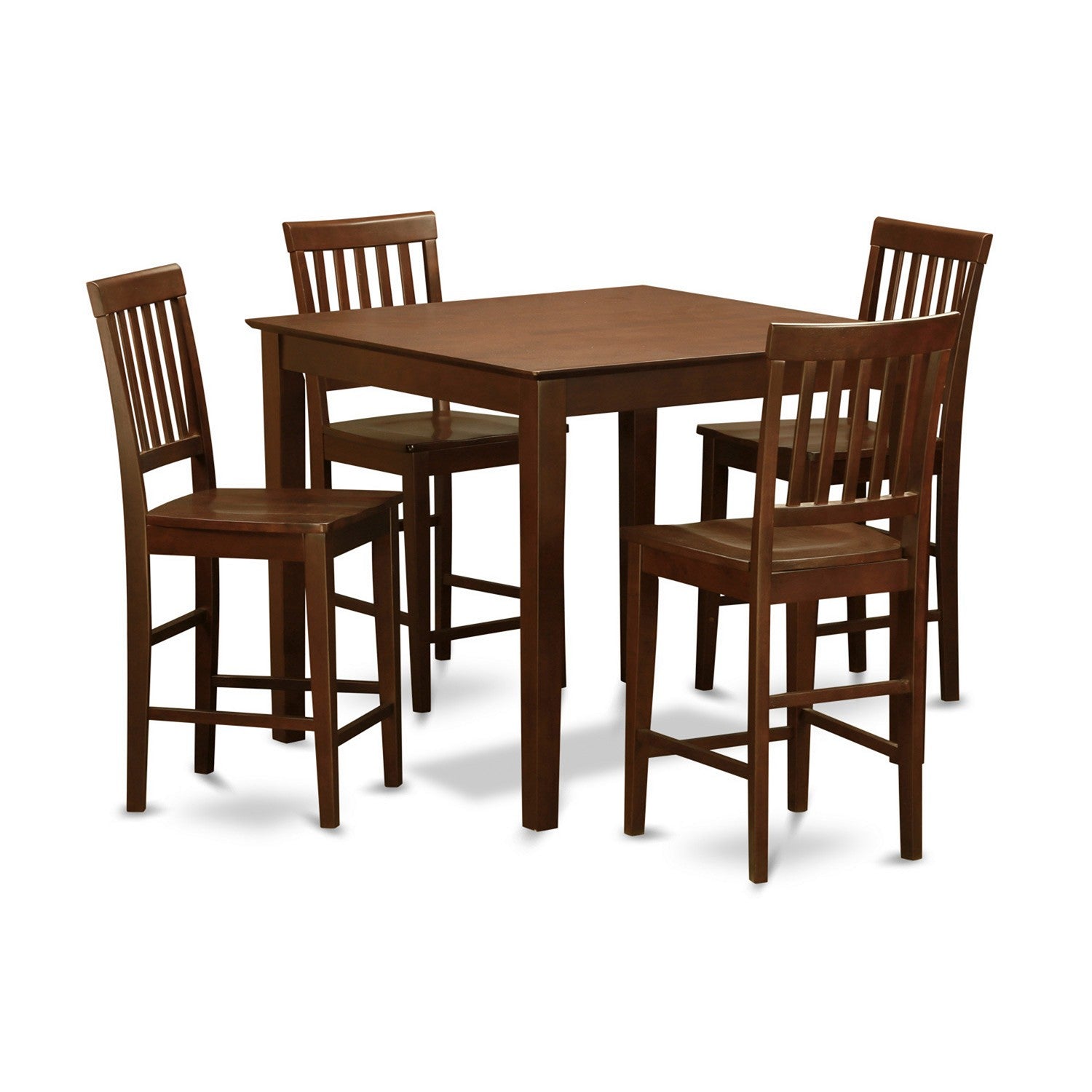 VERN5-MAH-W 5 Pc pub Table set-counter height Table and 4 Kitchen Chairs.