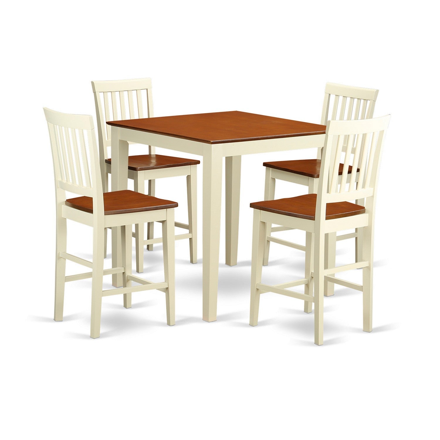 El juego de encimera de cocina de 5 piezas VERN5-WHI-W de East West Furniture incluye una mesa de comedor cuadrada y 4 sillas de comedor.