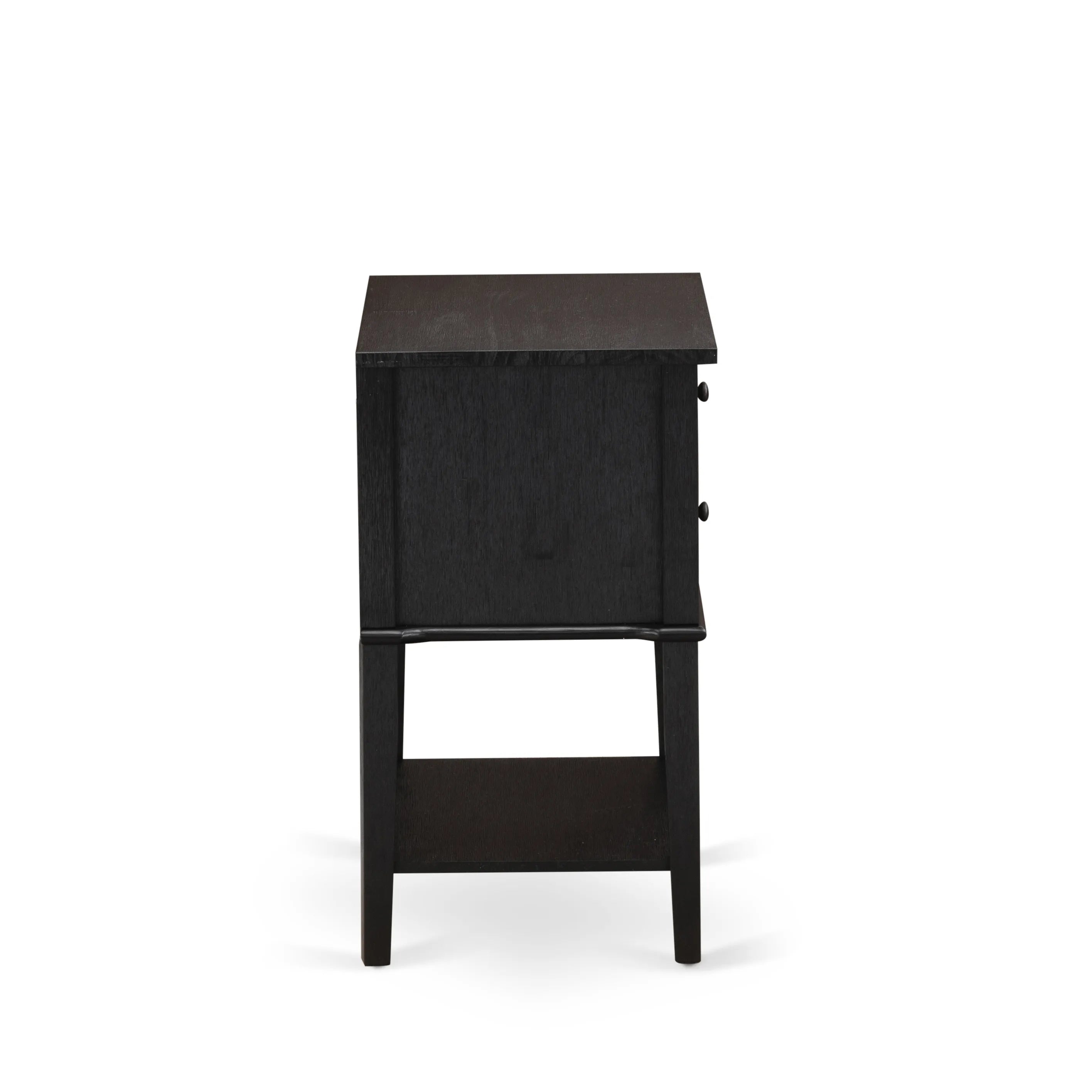 East West Furniture KD18Q-1VL06 2 Piece Queen Bedroom Set - 1 Platform Bed Queen Brown Linen Fabric Padded and Button Tufted Headboard with 1 Modern Nightstand - Wire Brushed Black Finish Nightstand