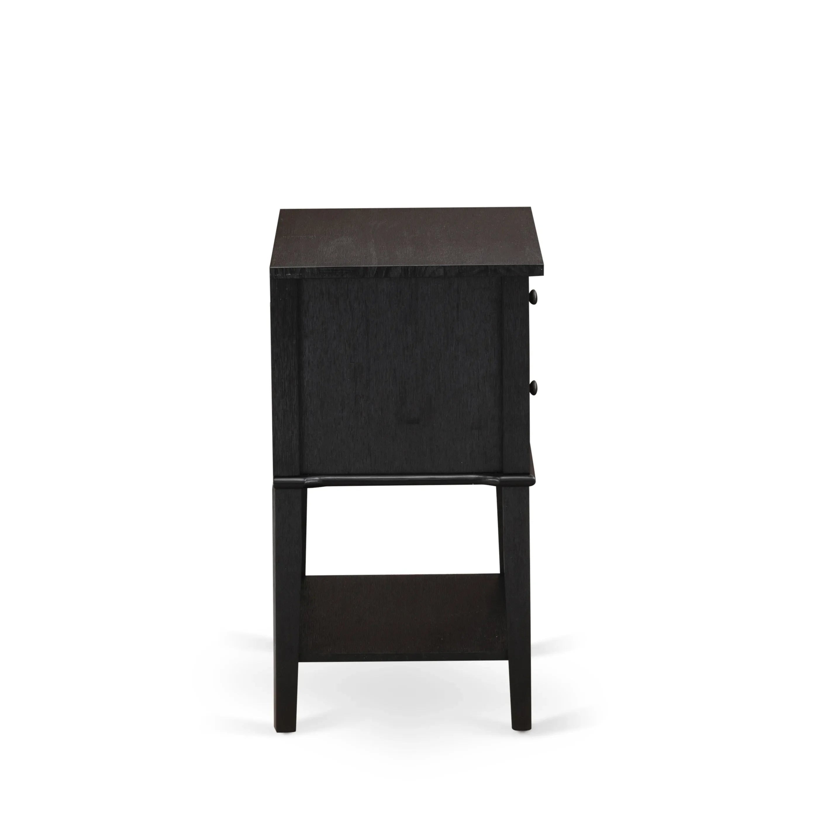 Juego de dormitorio King de 3 piezas KD18K-2VL06: 1 cama con estructura de lino marrón, cabecero acolchado con botones, 2 mesitas de noche modernas con cajones de madera y patas con acabado negro.