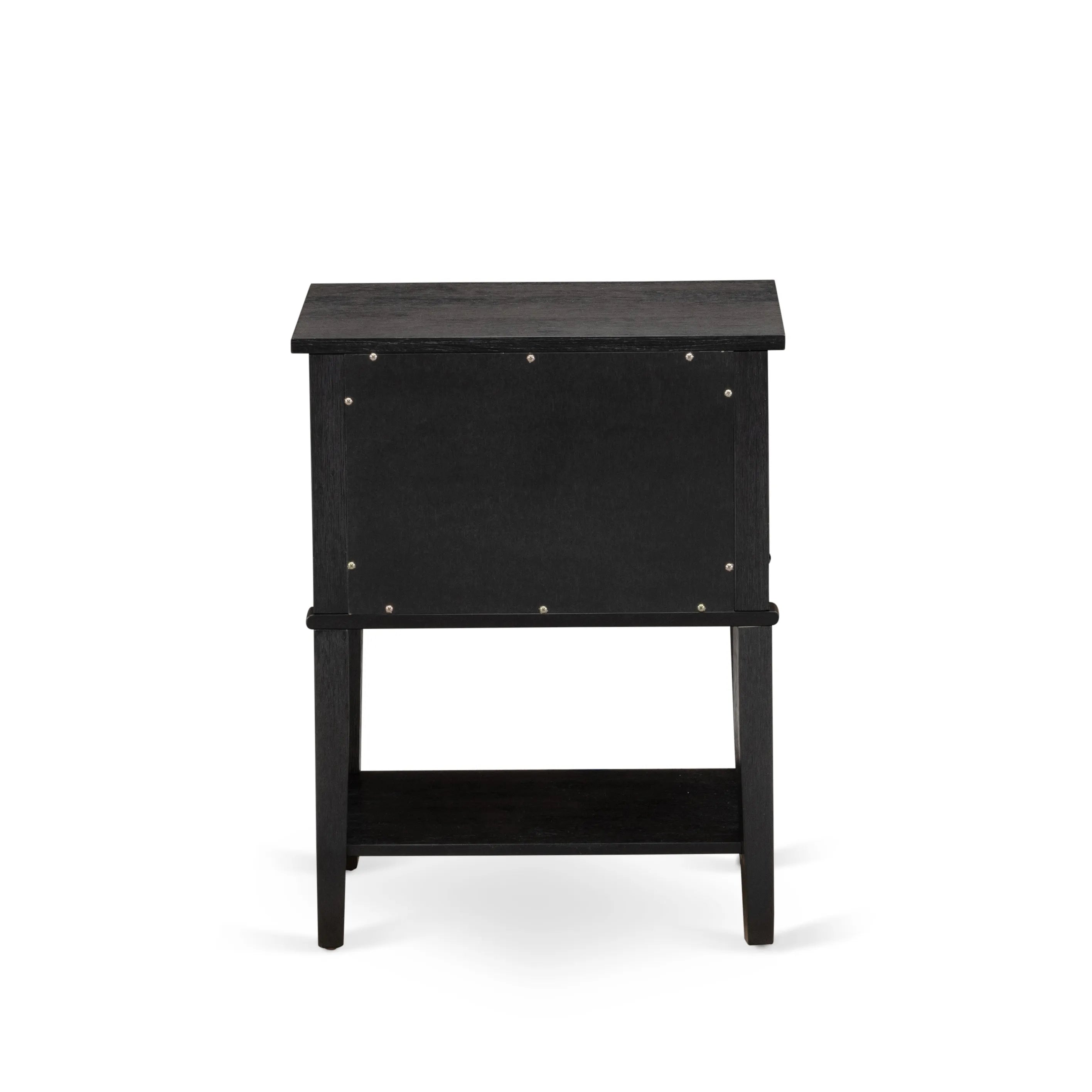 East West Furniture GB25F-1VL06 2-Piece Platform Wooden Set for Bedroom with Button Tufted Full Bed and 1 Wire Brushed Black Night Stands - Dark Brown faux Leather with Black Texture and Black Legs