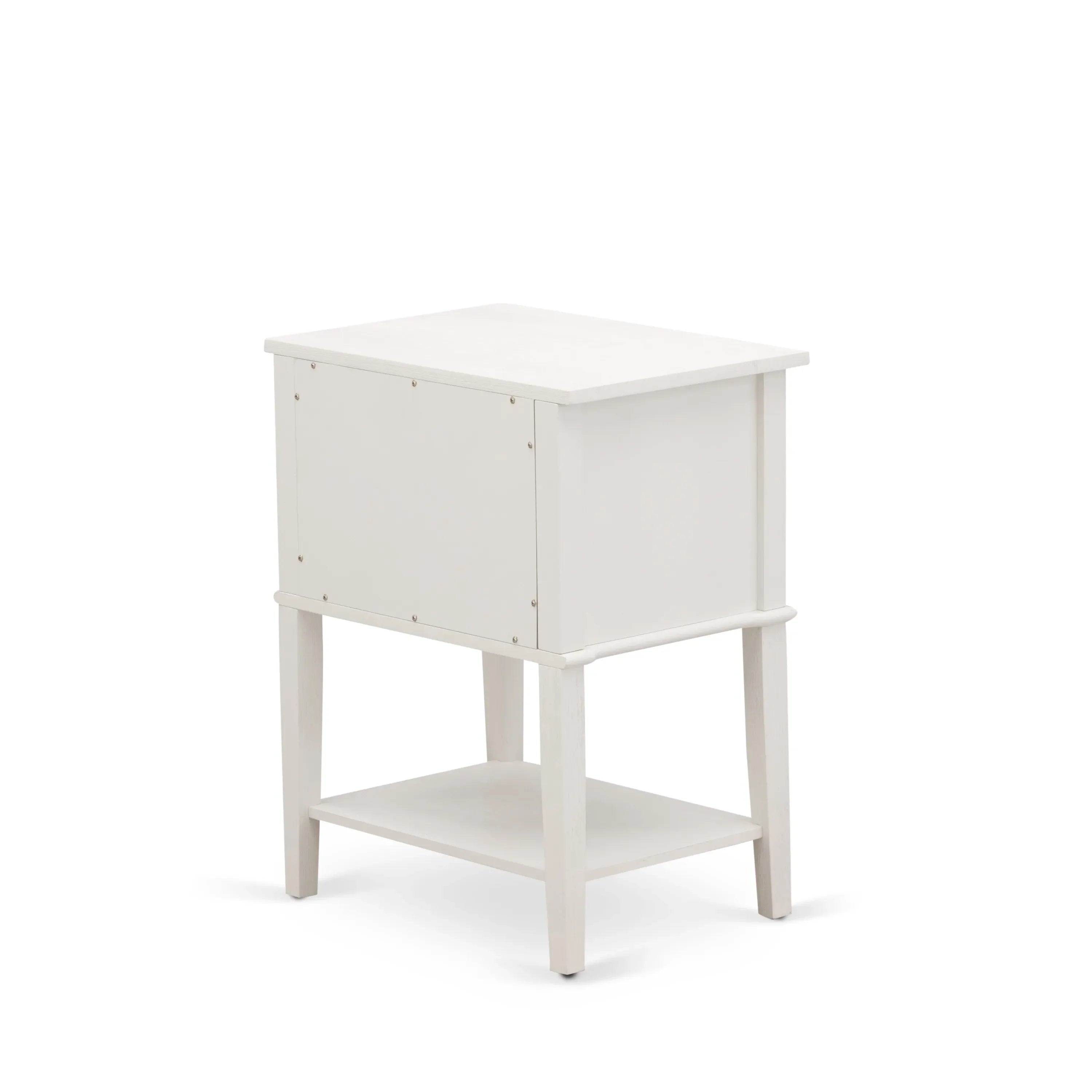 East West Furniture KD16K-1VL0C 2 Piece King Size Bed Set - 1 Bed frame Brown Linen Fabric Padded and Button Tufted Headboard with 1 Small Nightstand - Wire Brushed Butter Cream Finish Nightstand