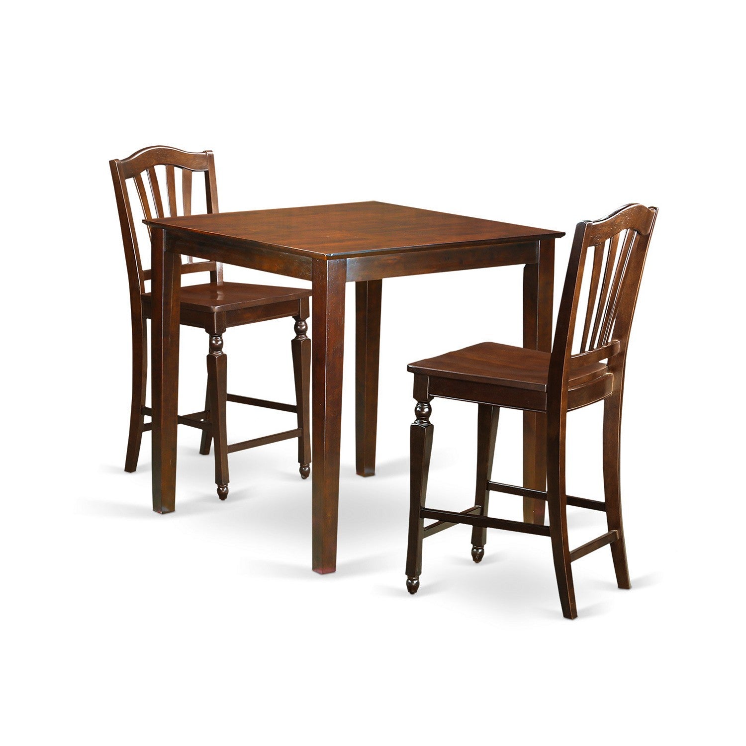 VNCH3-MAH-W 3 Pc Dining counter height set-pub Table and 2 dinette Chairs.