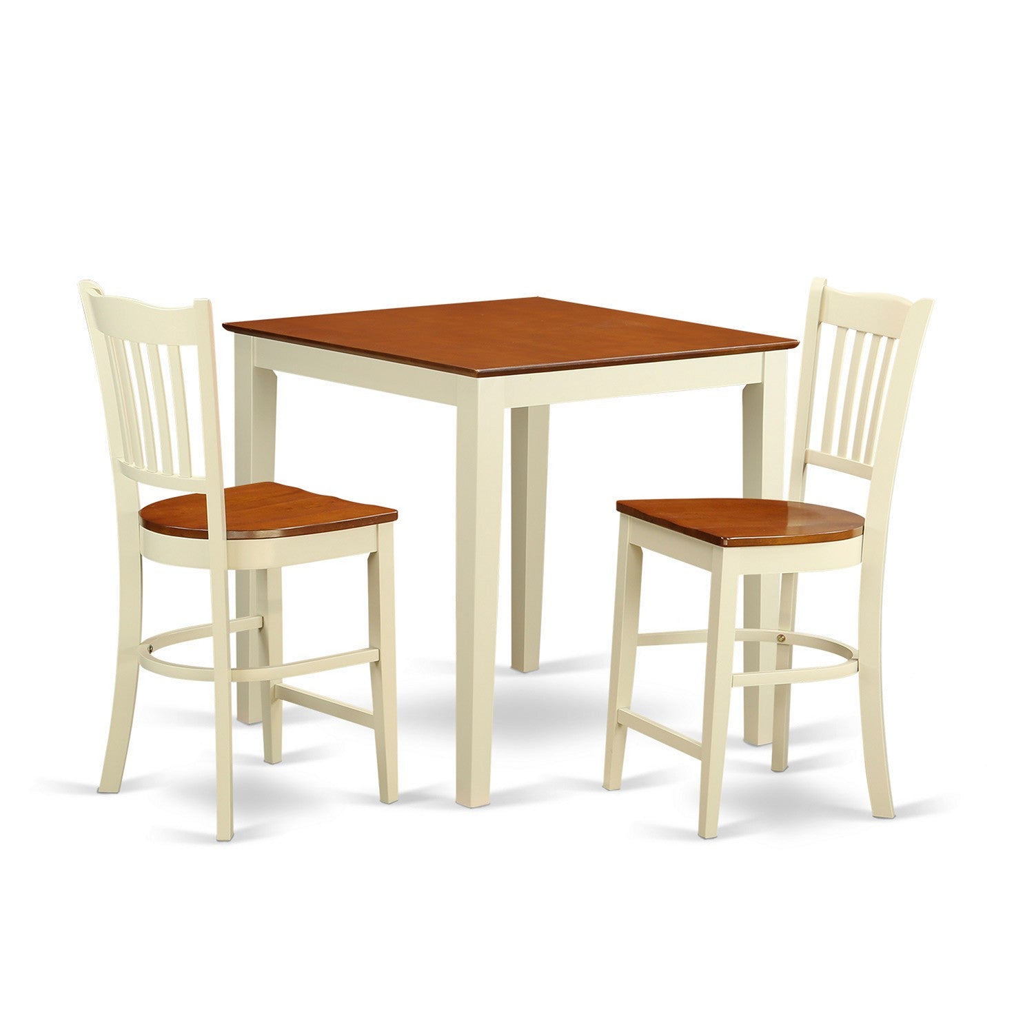 VNGR3-WHI-W 3 PC counter height set - Dining Table and 2 bar stools.