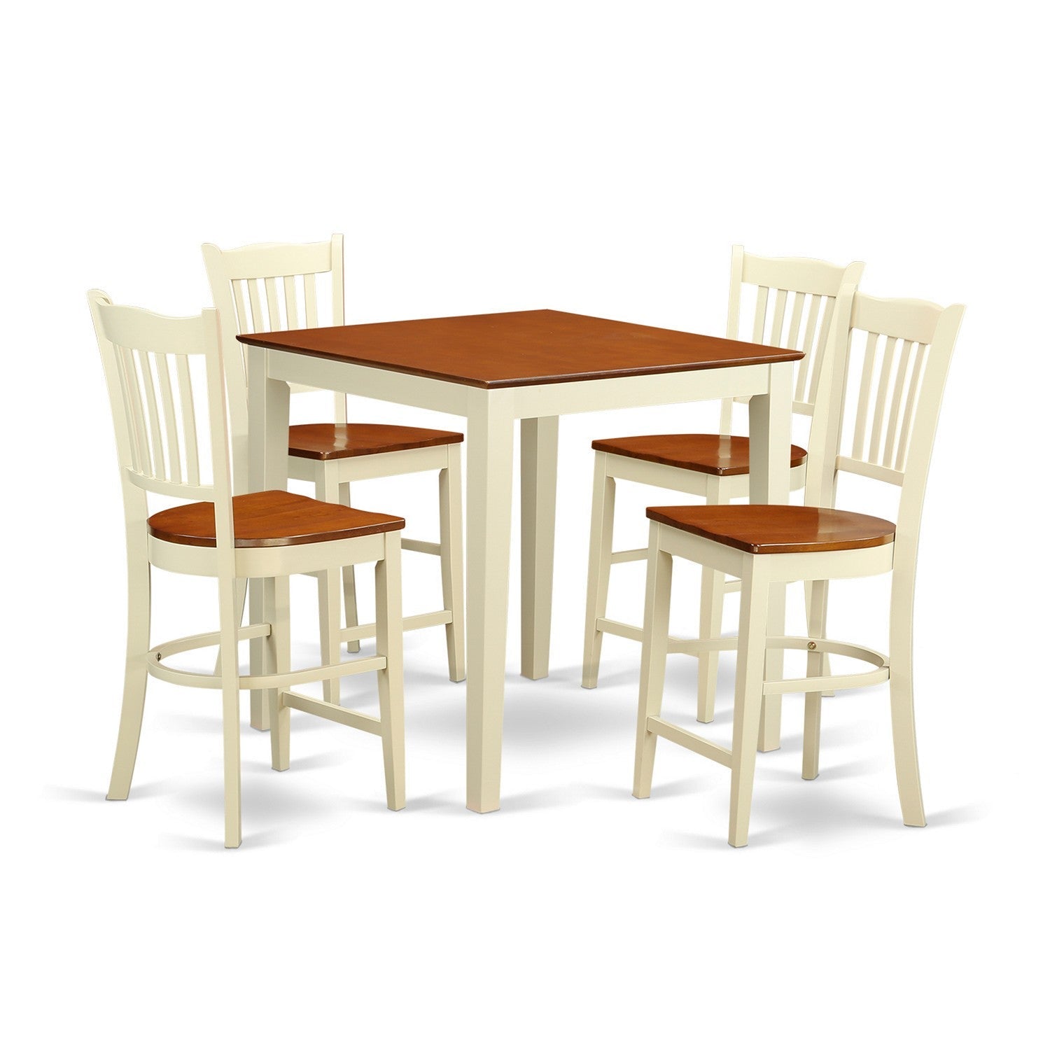 VNGR5-WHI-W 5 PC counter height Table and chair set-pub Table and 4 counter height Chairs