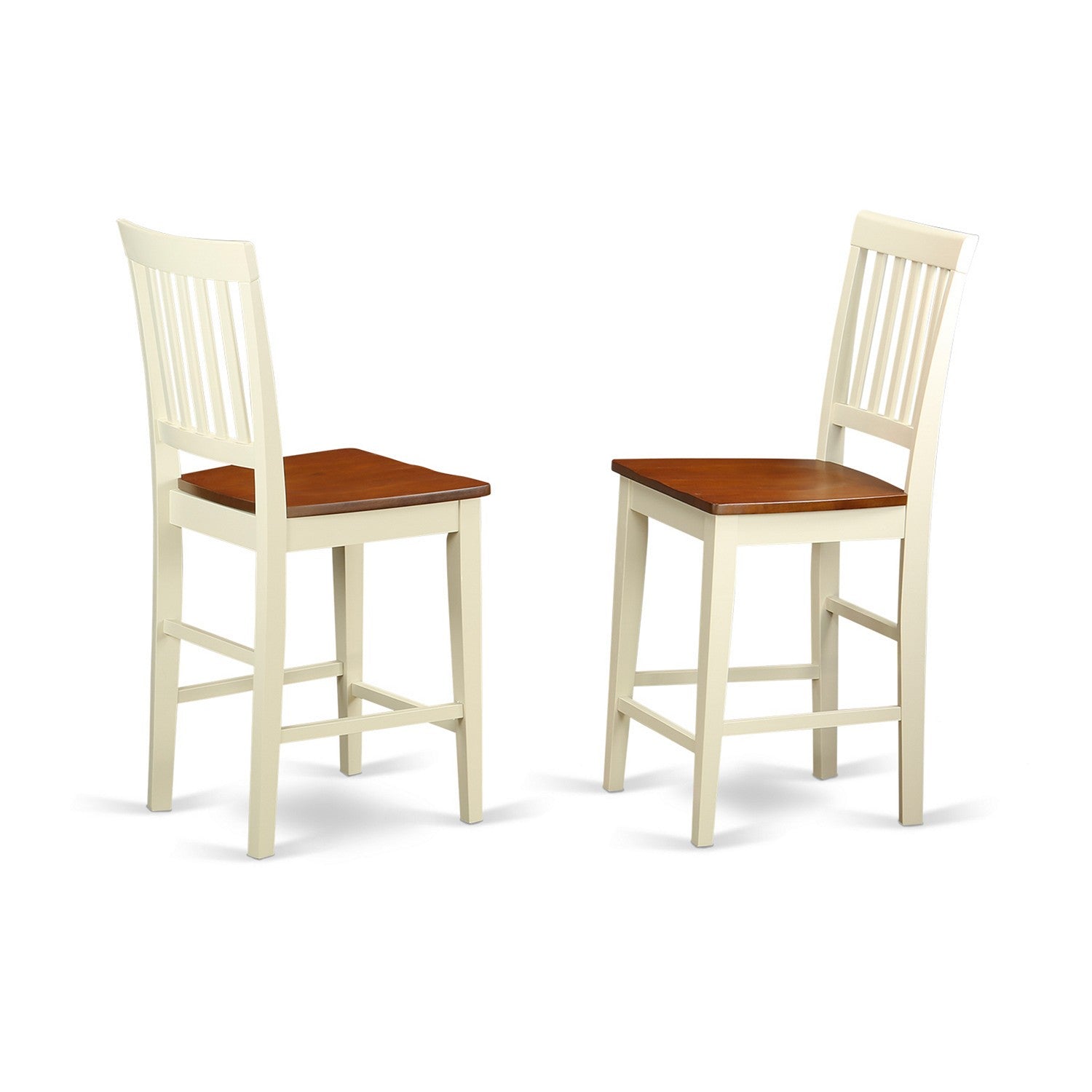 VNS-WHI-W Vernon Counter Height Stools with Wood Seat - Buttermilk & Cherry Finish. - Set of 2