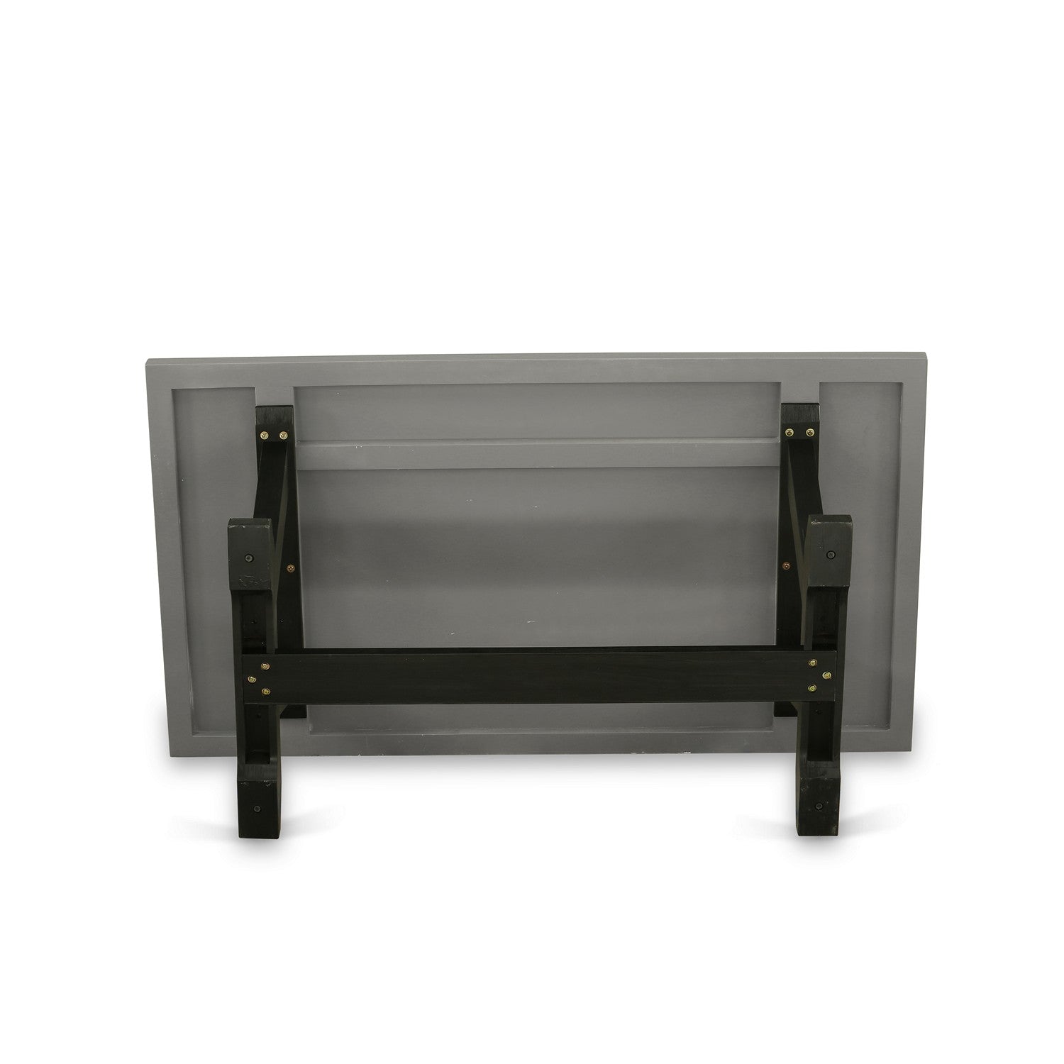 East West Furniture 7-Pc Dining Room Table Set- 6 kitchen chairs with Coffee Linen Fabric Seat and Button Tufted Chair Back - Rectangular Table top & Wooden Legs - Cement and Wire Brushed Black Finish