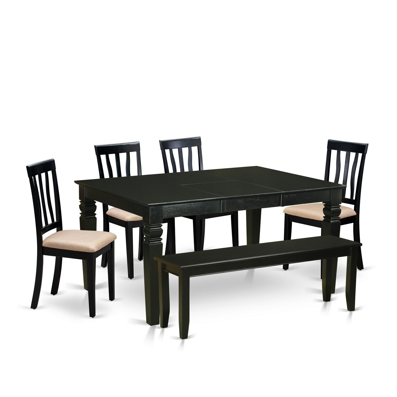 WEAN6D-BLK-C 6 PC Dining room set - Dining Table and 4 Dining Chairs and together with Bench