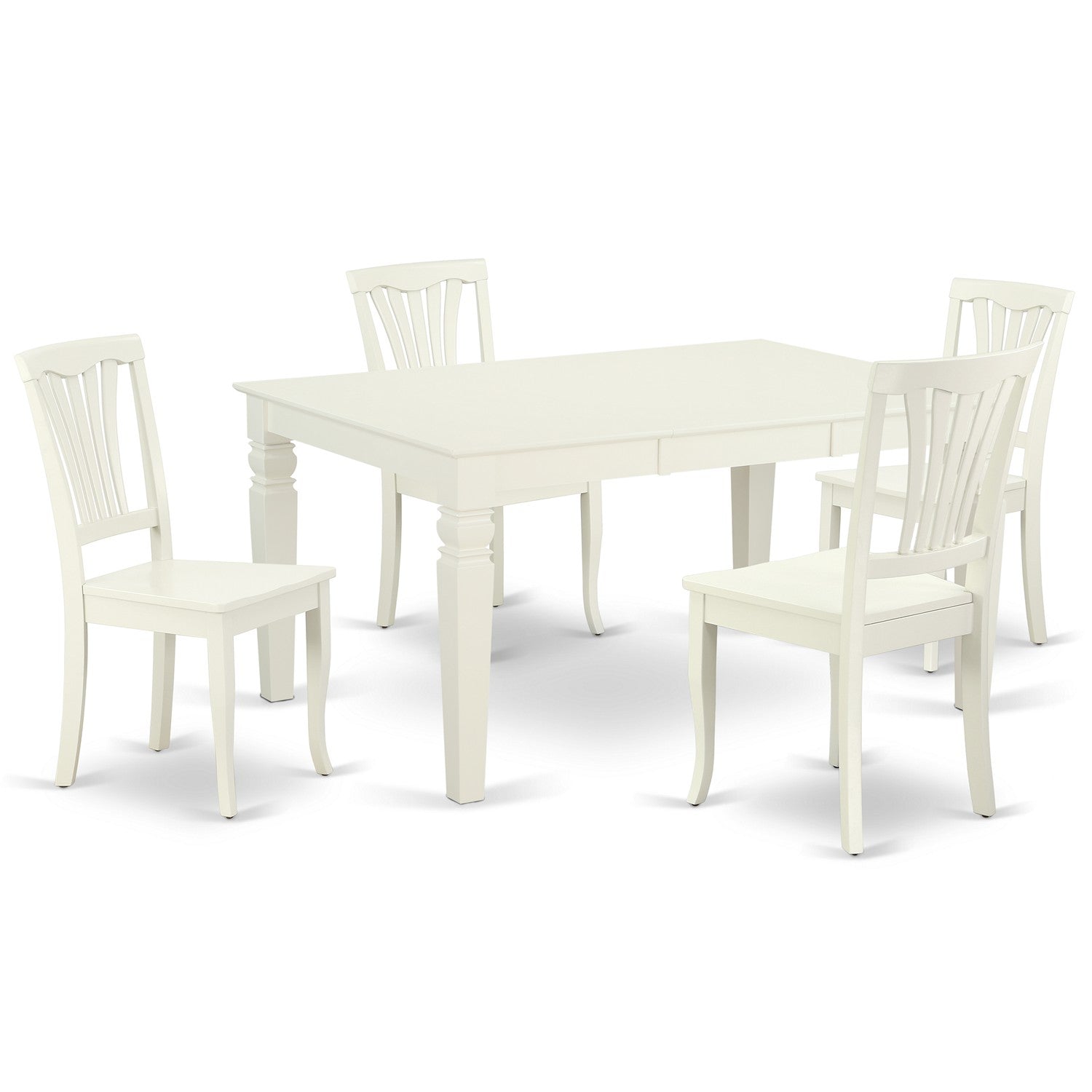 Juego de mesa de comedor East West Furniture WEAV5-LWH-W de 5 piezas para 4 personas. Incluye una mesa de cocina rectangular con diseño de hojas de mariposa y 4 sillas de comedor de cocina.