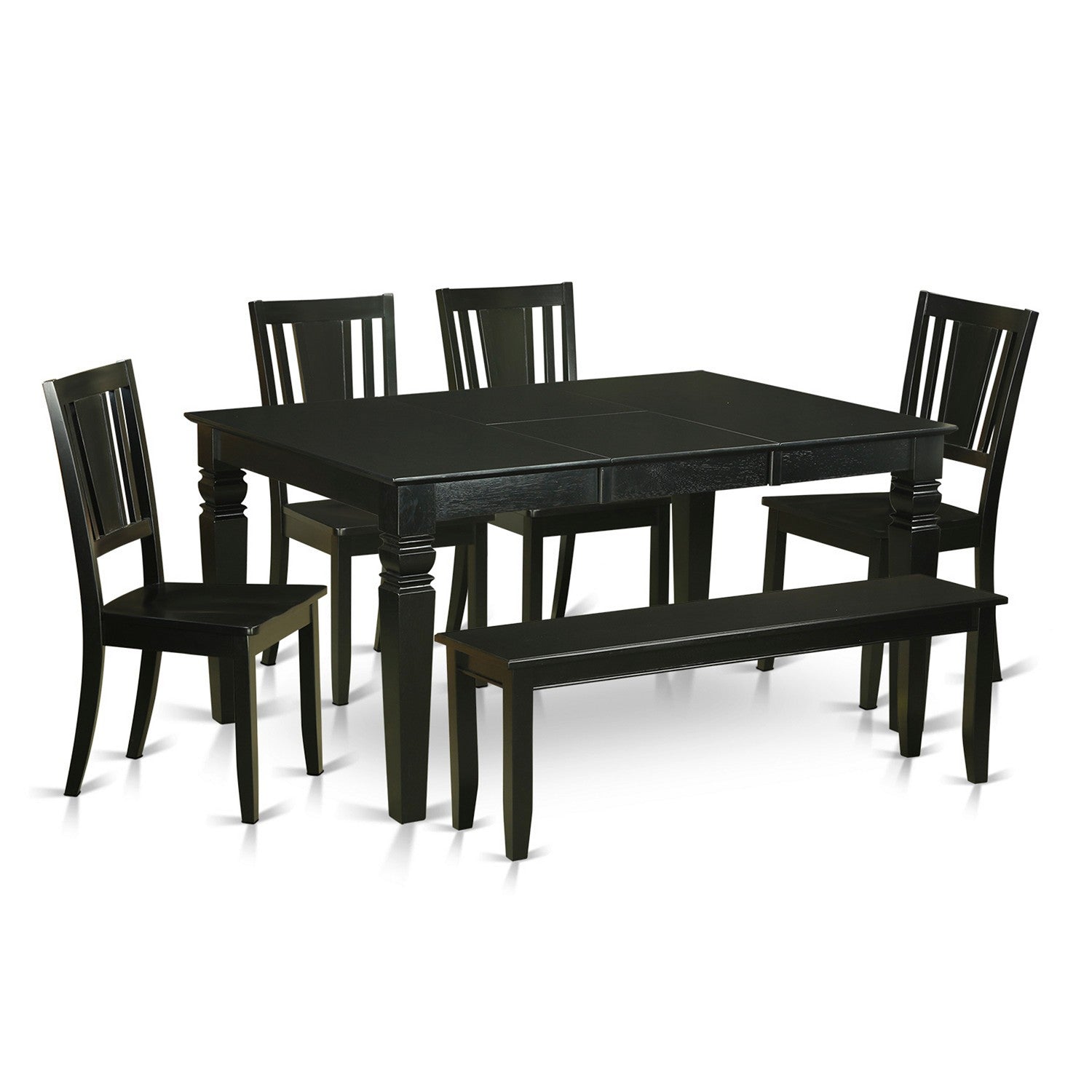 WEDU6D-BLK-W 6 Pc Dining room set - Dining Table and 4 Kitchen Chairs plus Bench